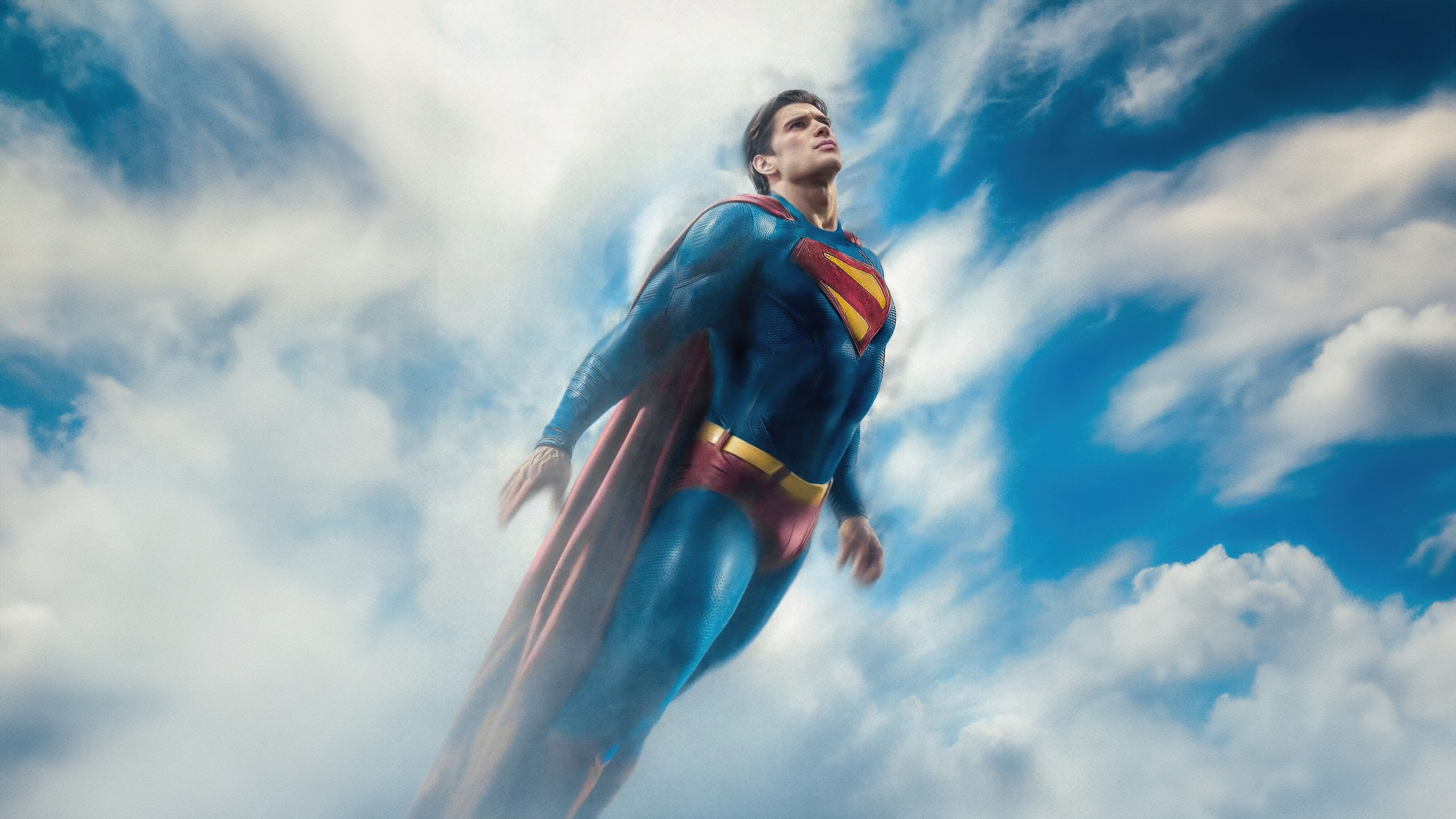 David Corenswet as Superman flying in the sky HD Wallpaper