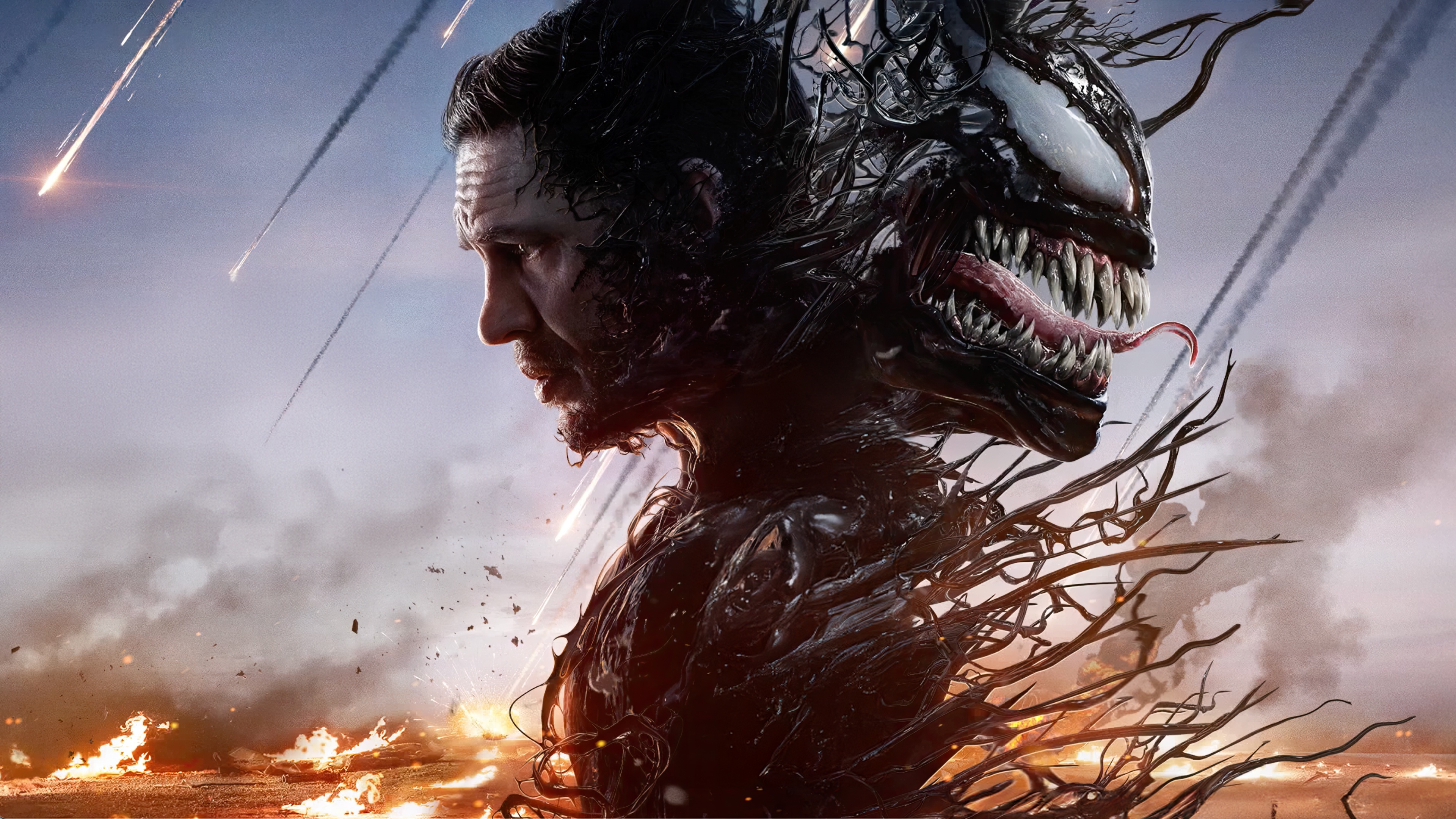 Venom and Eddie Brock in battle HD Wallpaper