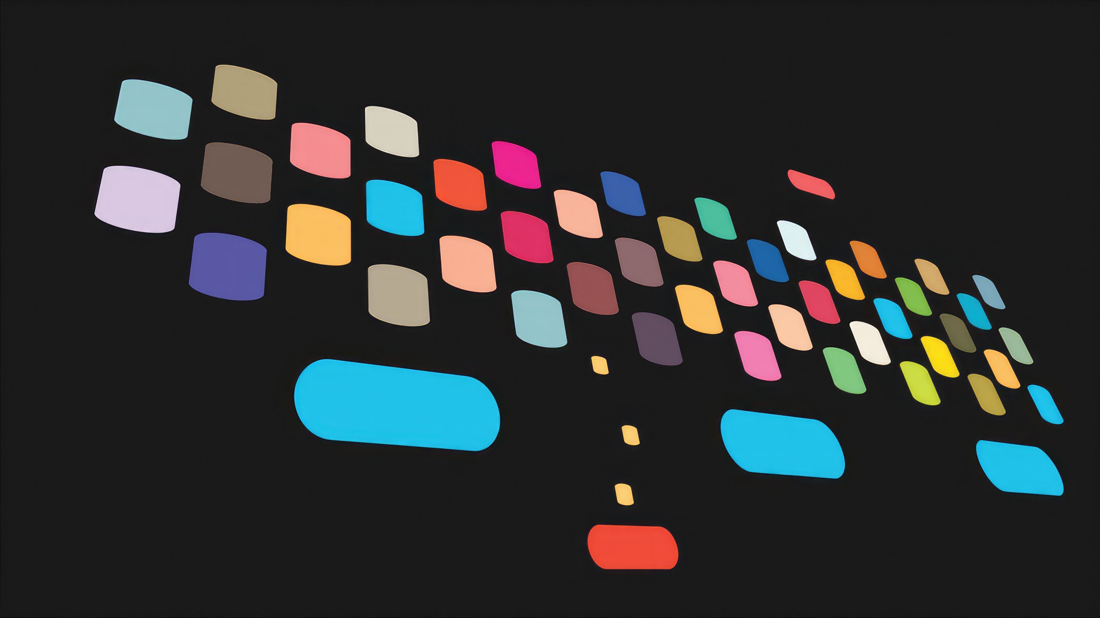 Colorful keyboard keys on a black background HD Wallpaper