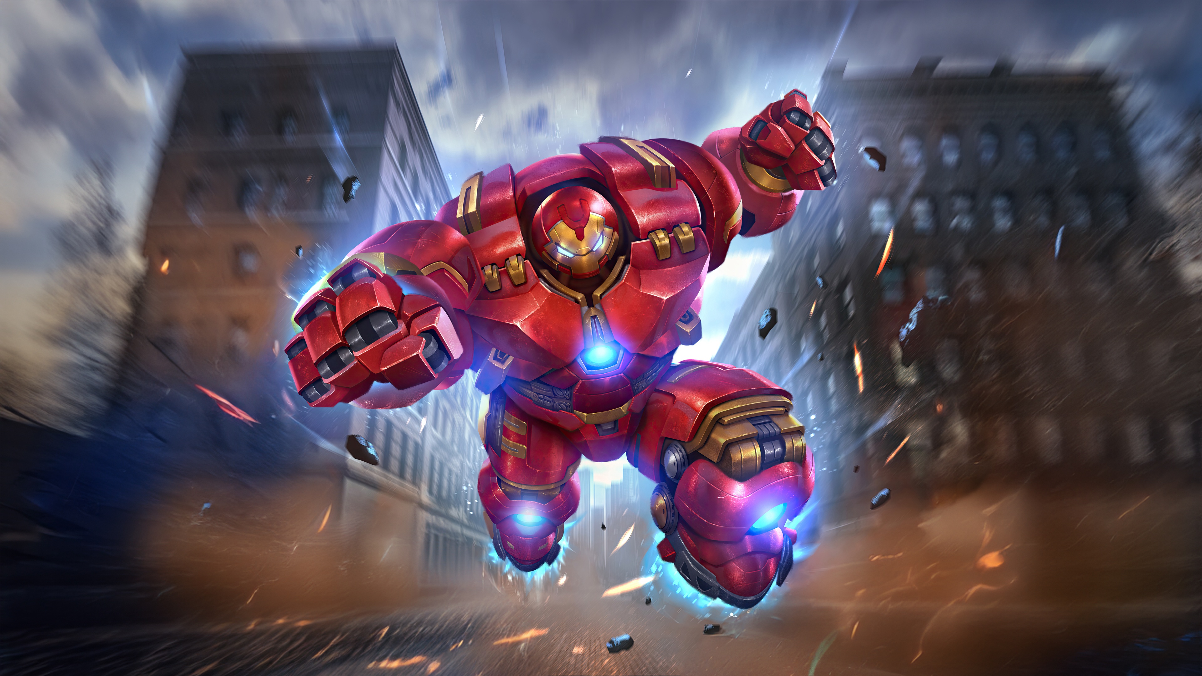 Iron Man Hulkbuster in a City HD Wallpaper