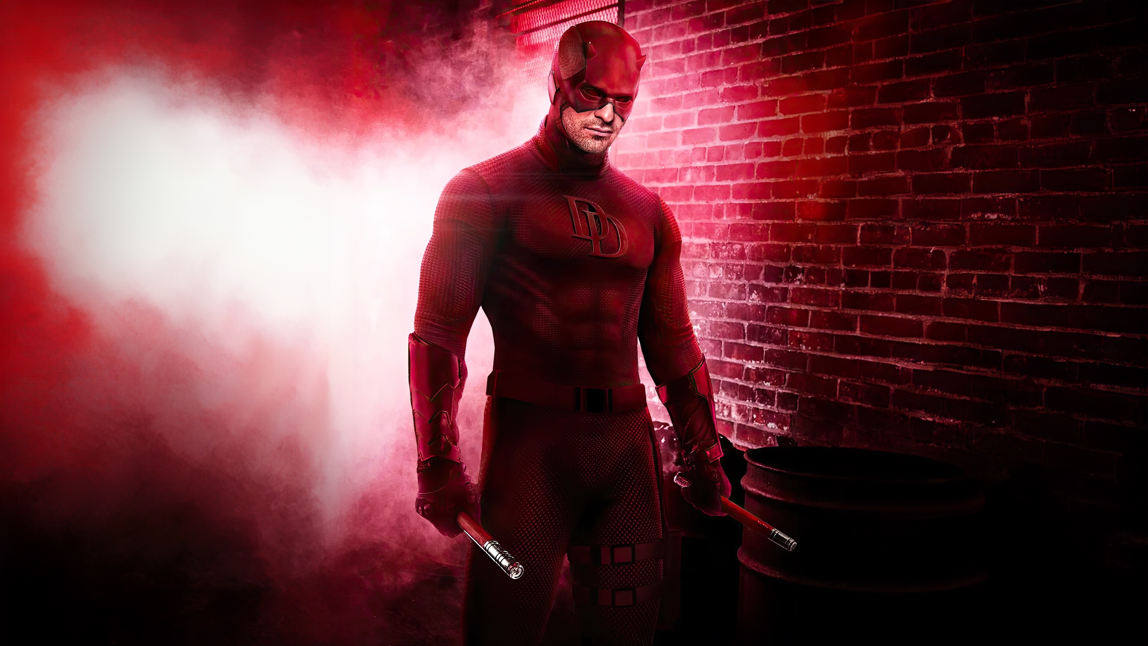 Daredevil standing in red smoke HD Wallpaper
