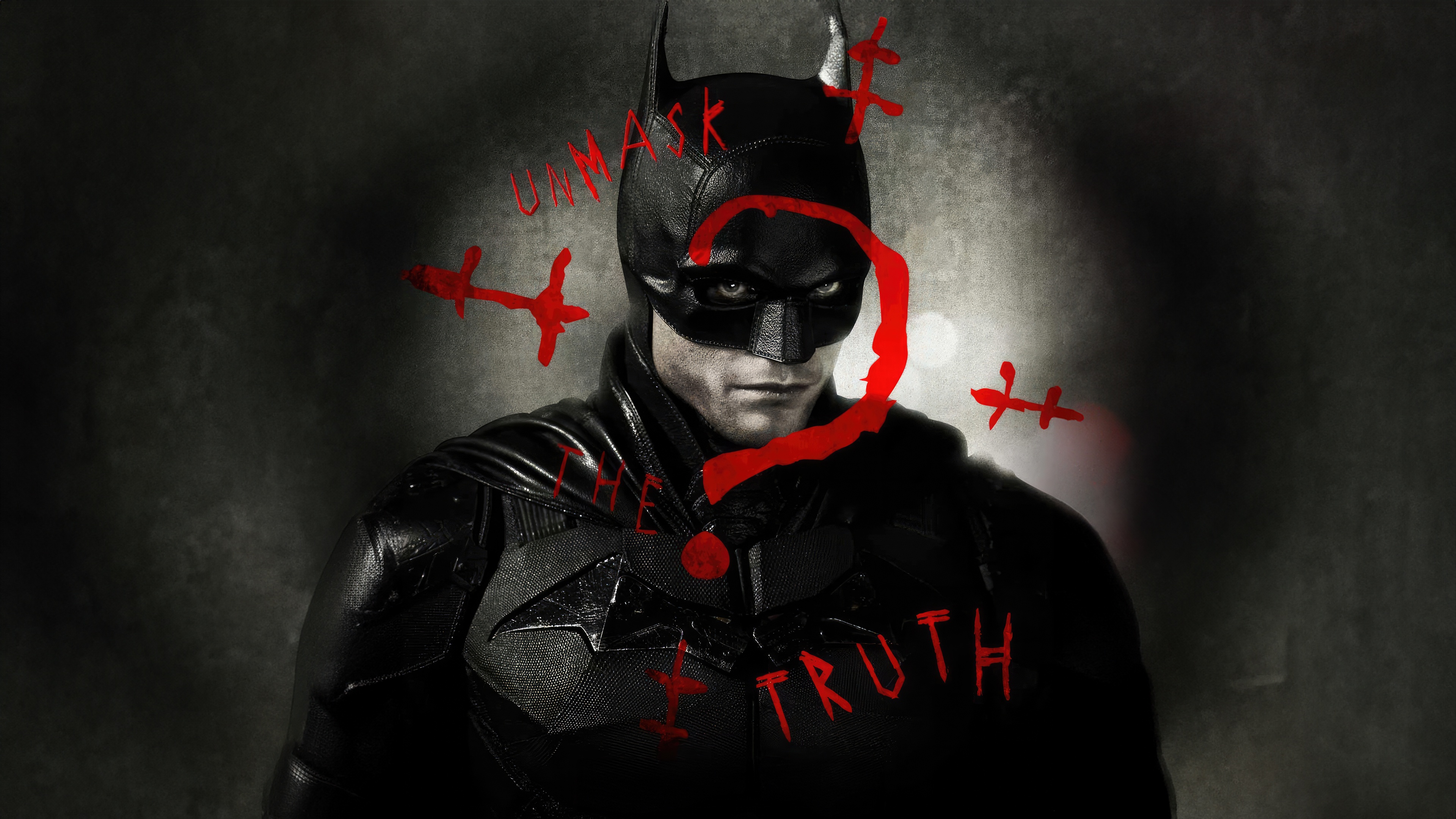 The Batman with Red Question Mark and Writing HD Wallpaper