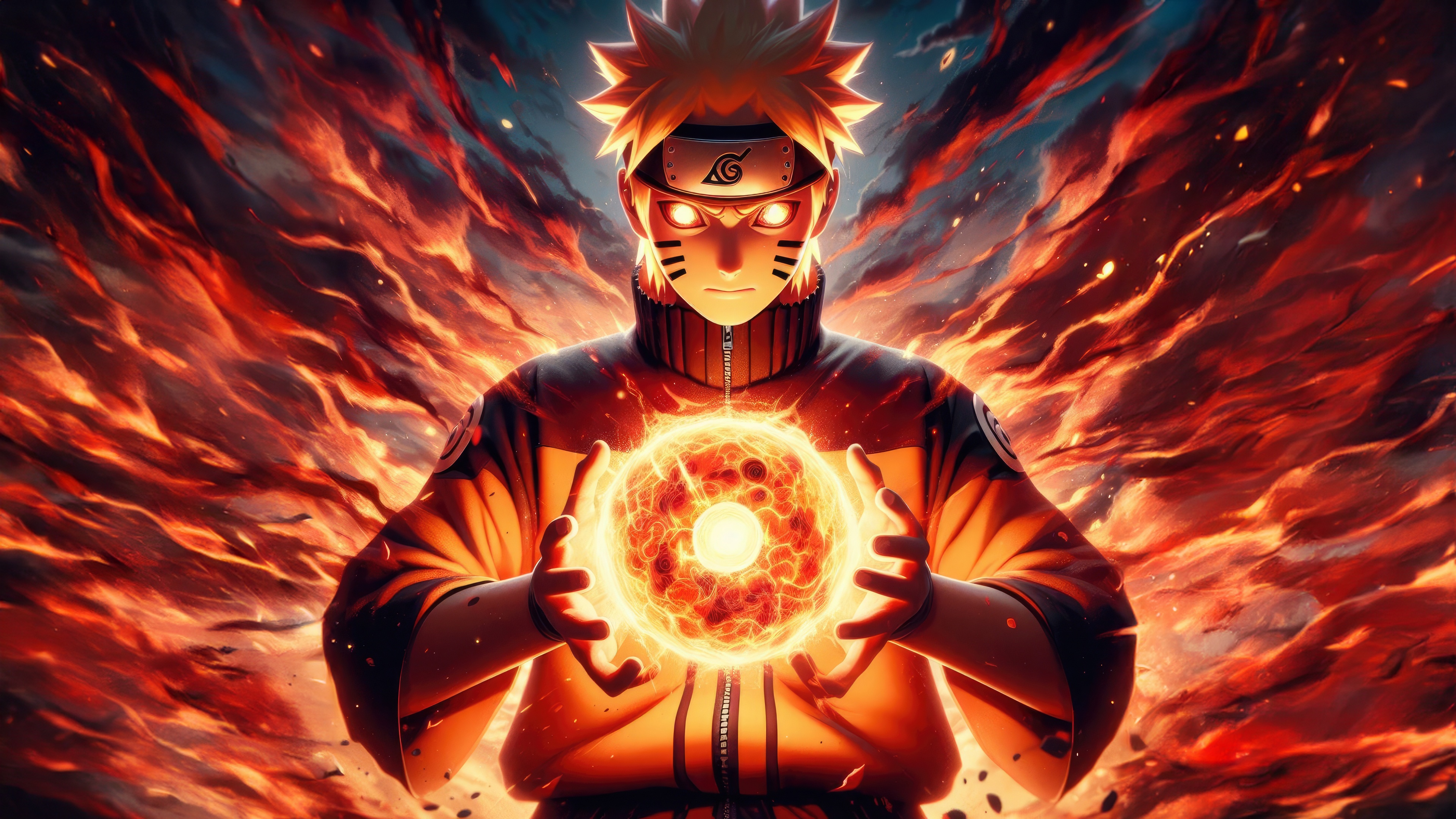 Naruto Uzumaki Charging a Rasengan HD Wallpaper