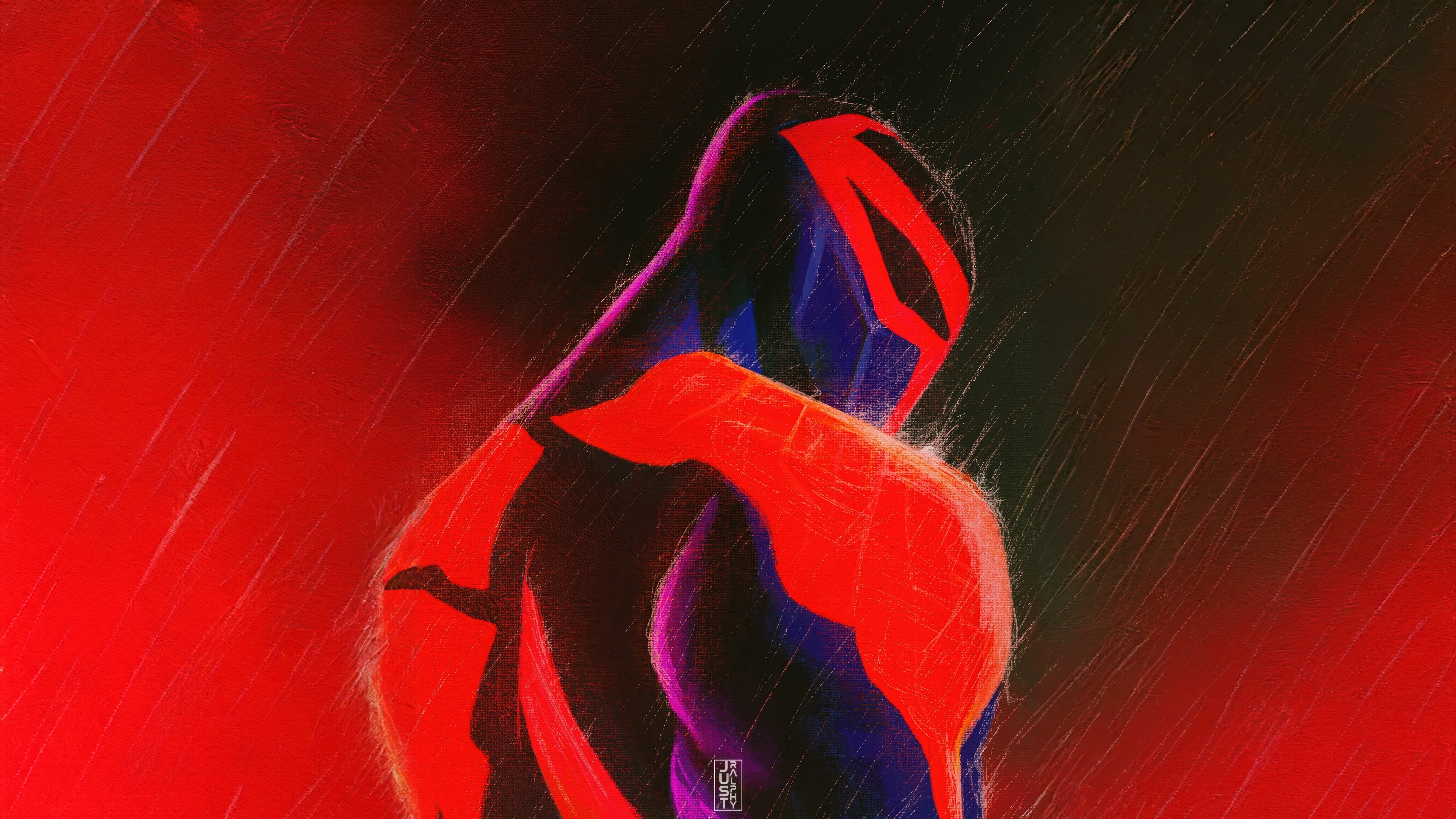 Spider-Man 2099 in the rain HD Wallpaper