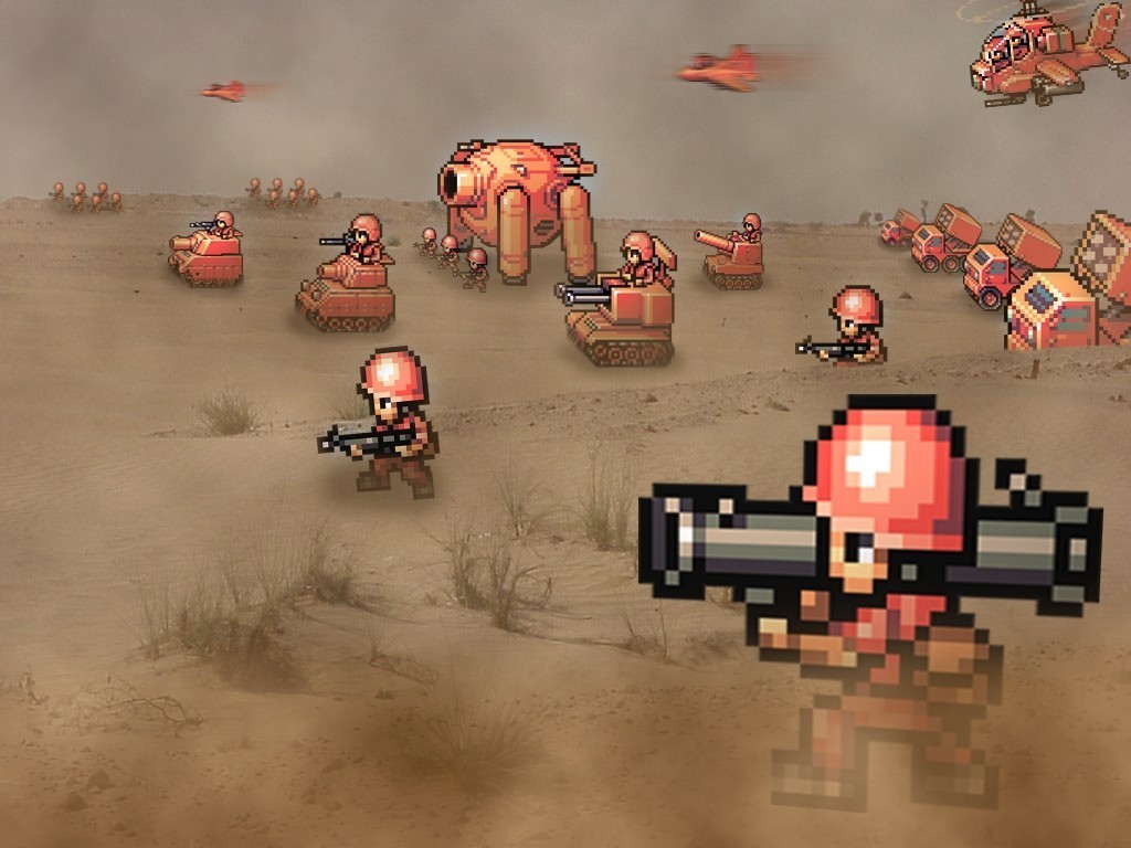 Advance Wars pixel art war scene HD Wallpaper
