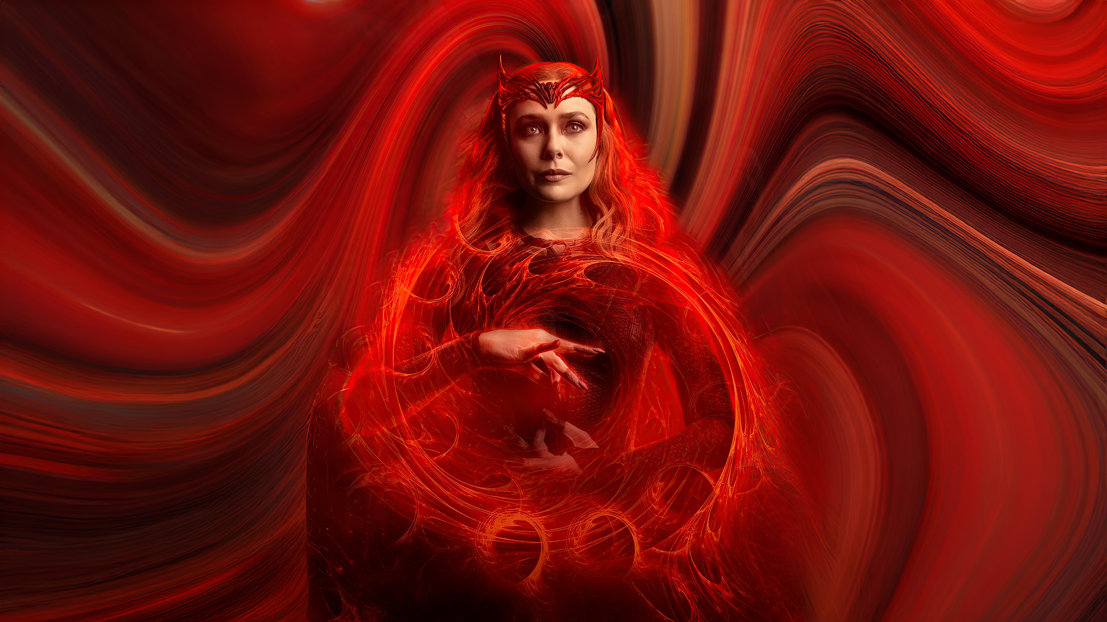 Scarlet Witch in a Red Energy Field HD Wallpaper