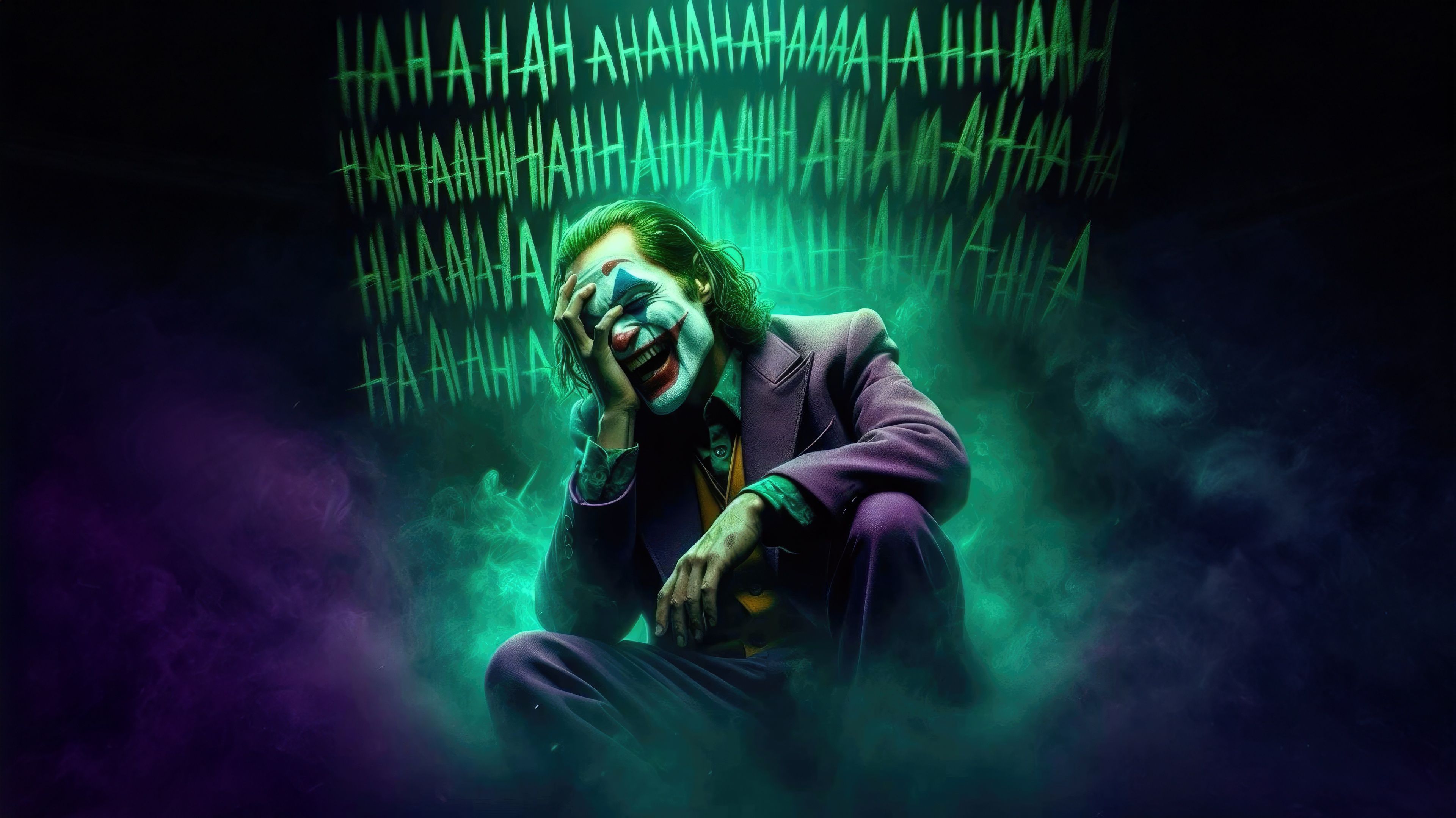 The Joker Laughing in Green Smoke HD Wallpaper