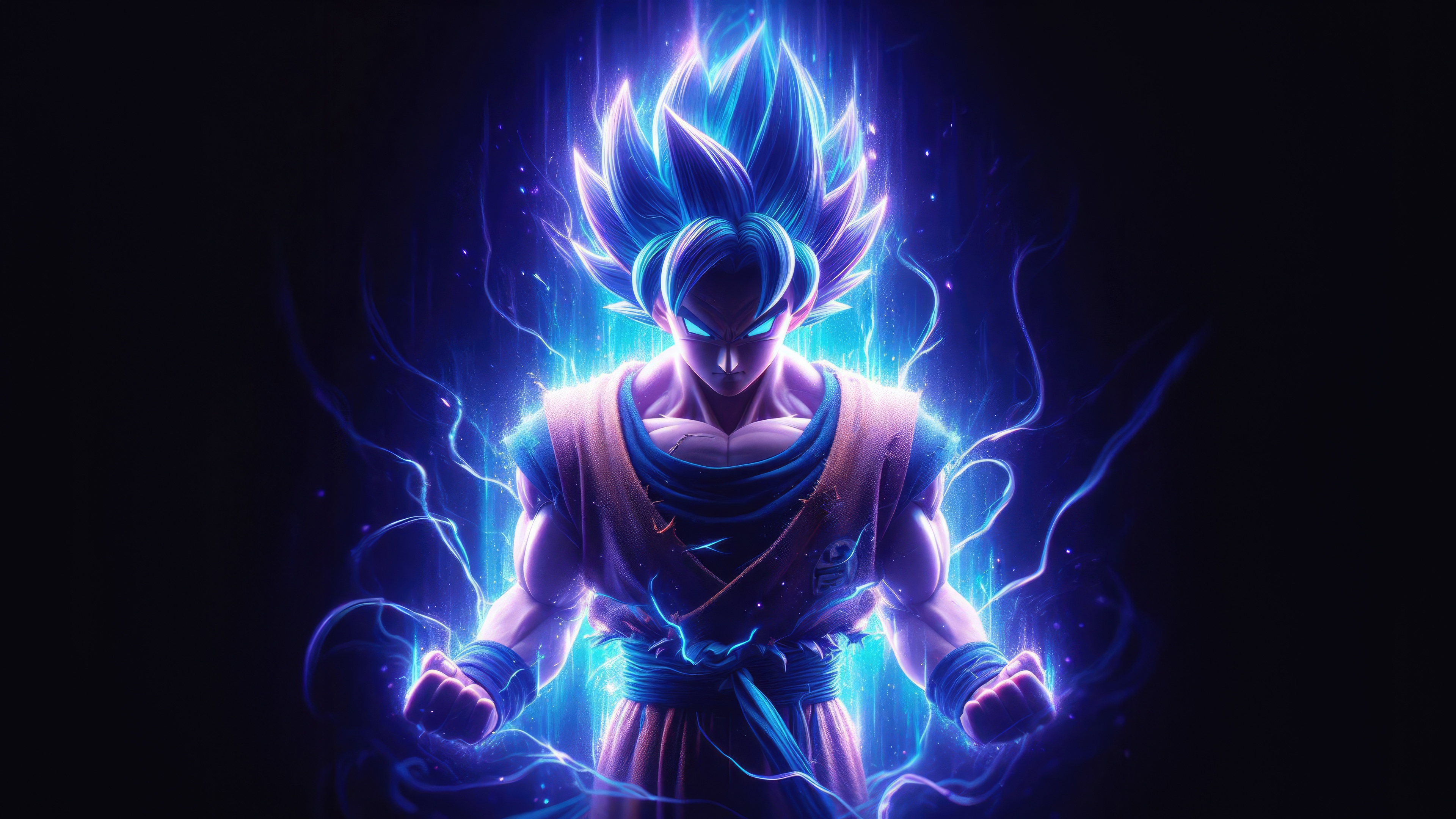 Goku in Super Saiyan Blue form with blue aura HD Wallpaper