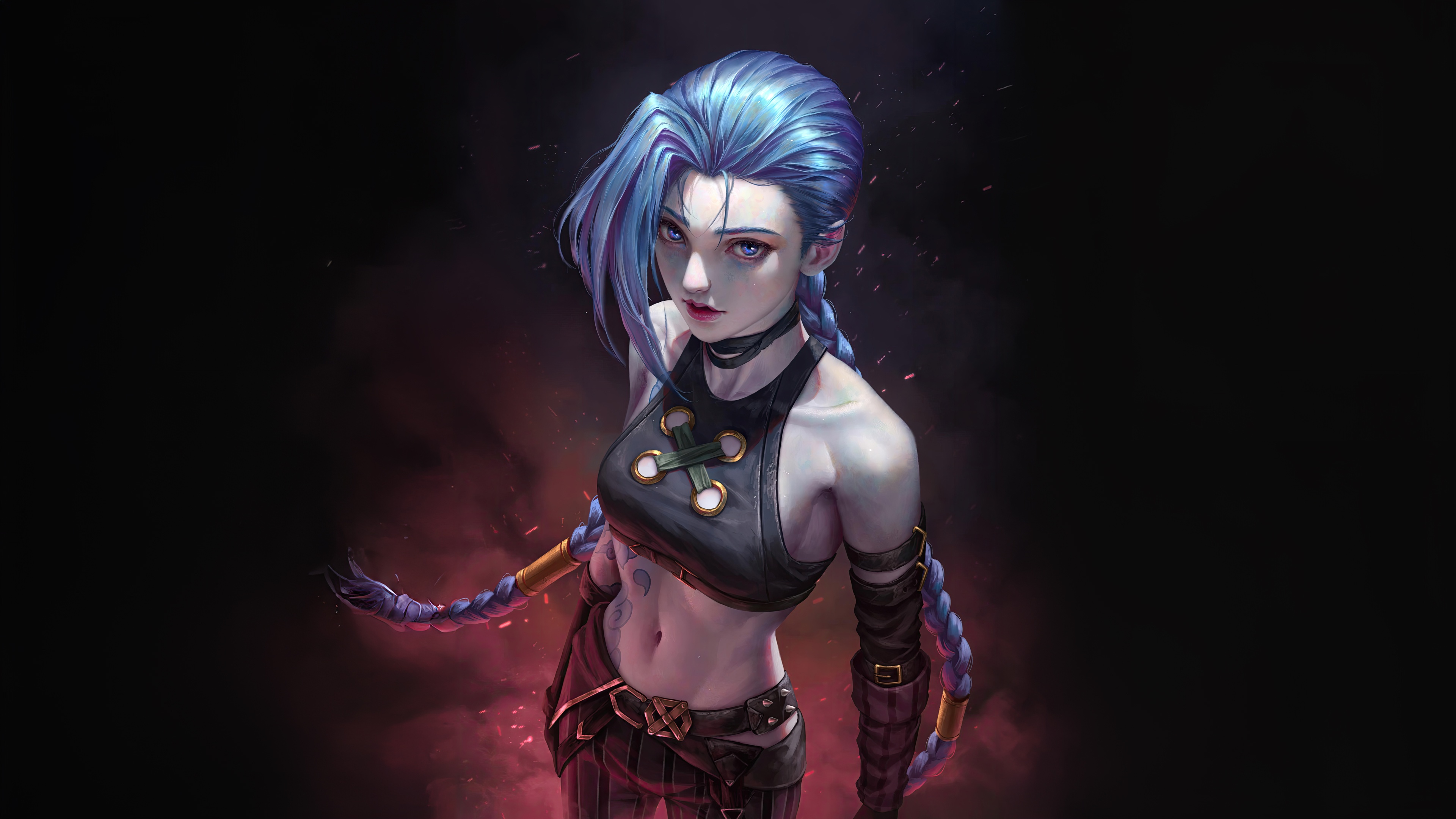 Arcane Jinx with Blue Braids HD Wallpaper