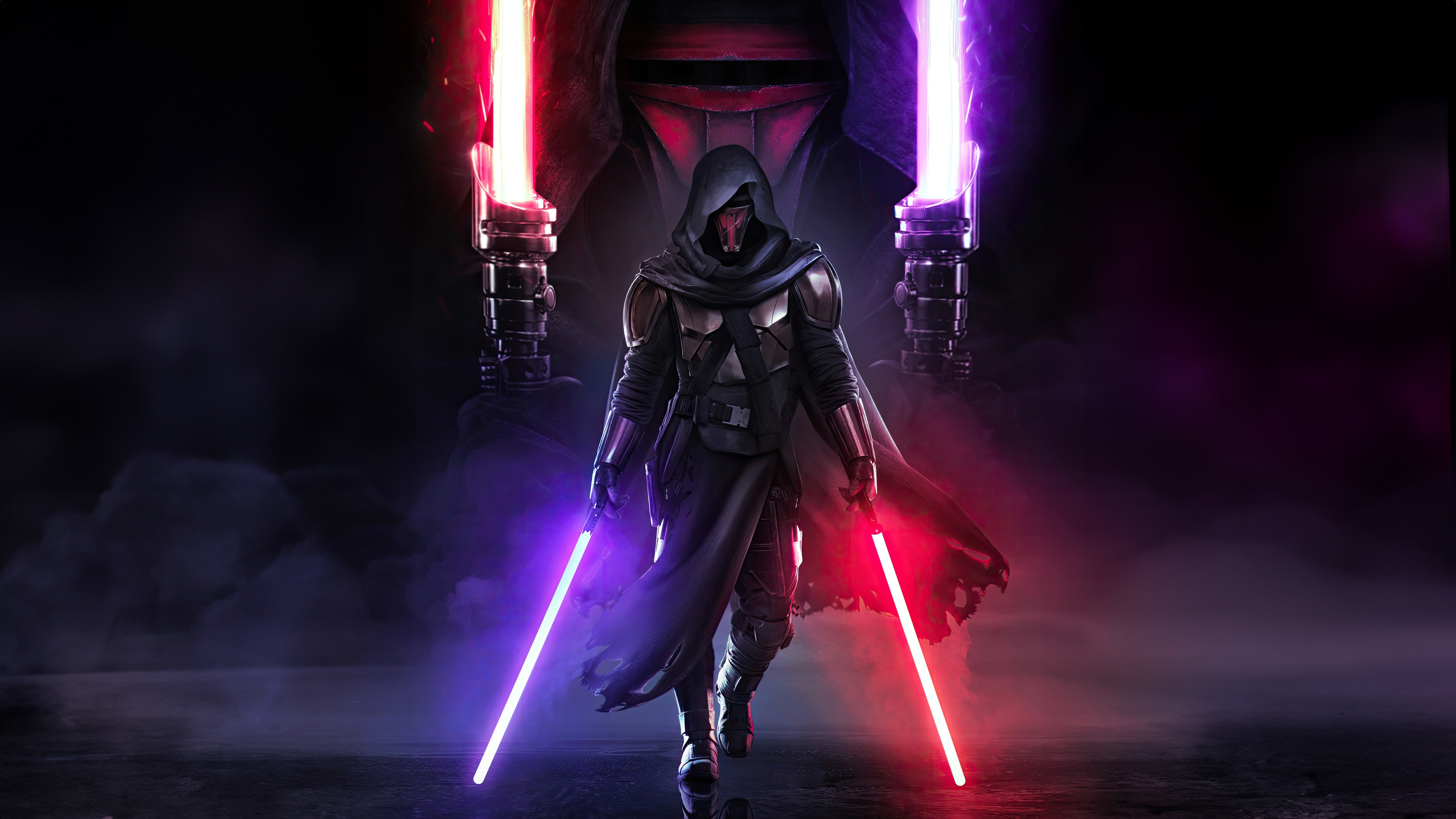 Darth Revan with two lightsabers HD Wallpaper