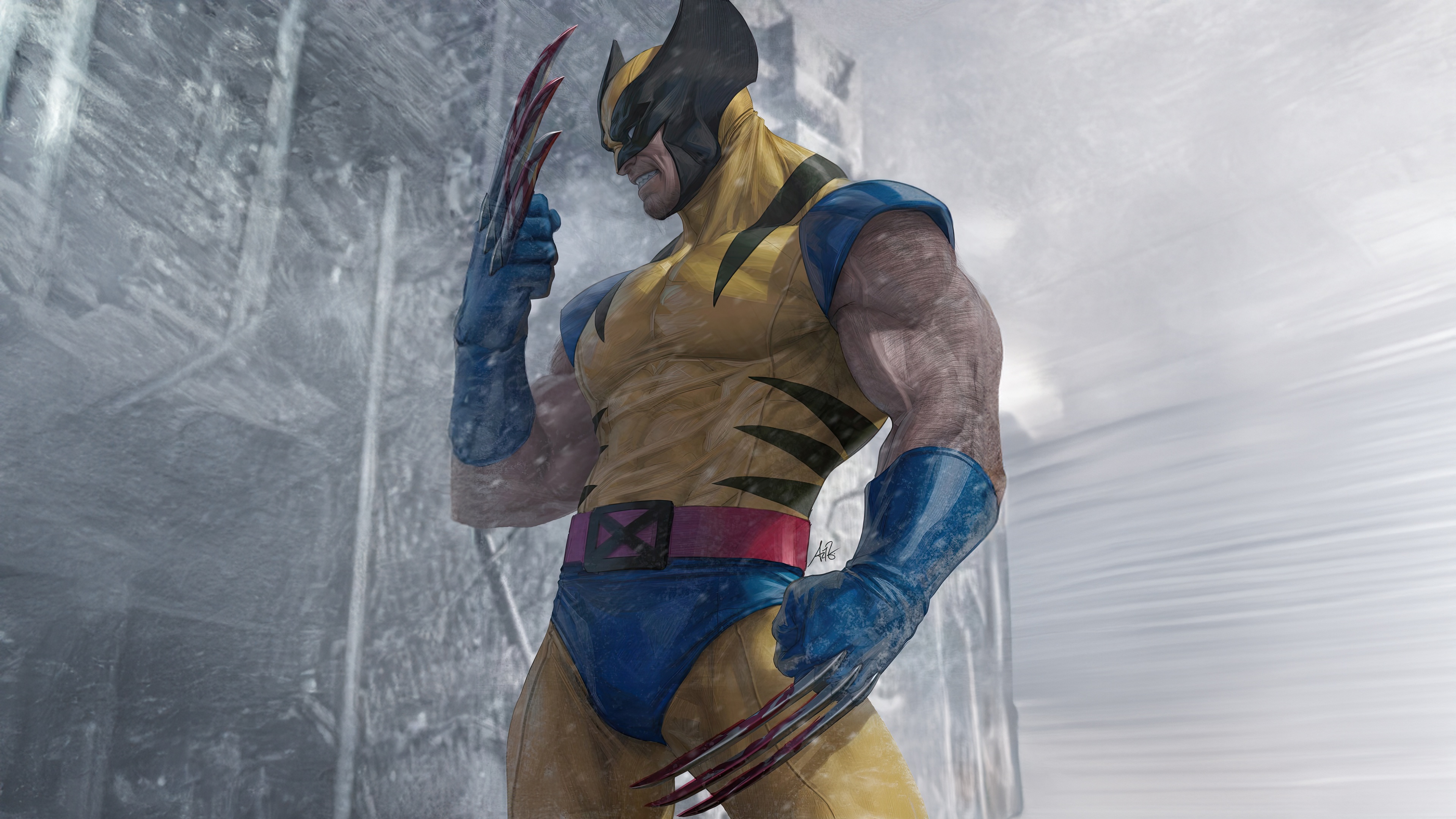 Wolverine in a snowy environment HD Wallpaper