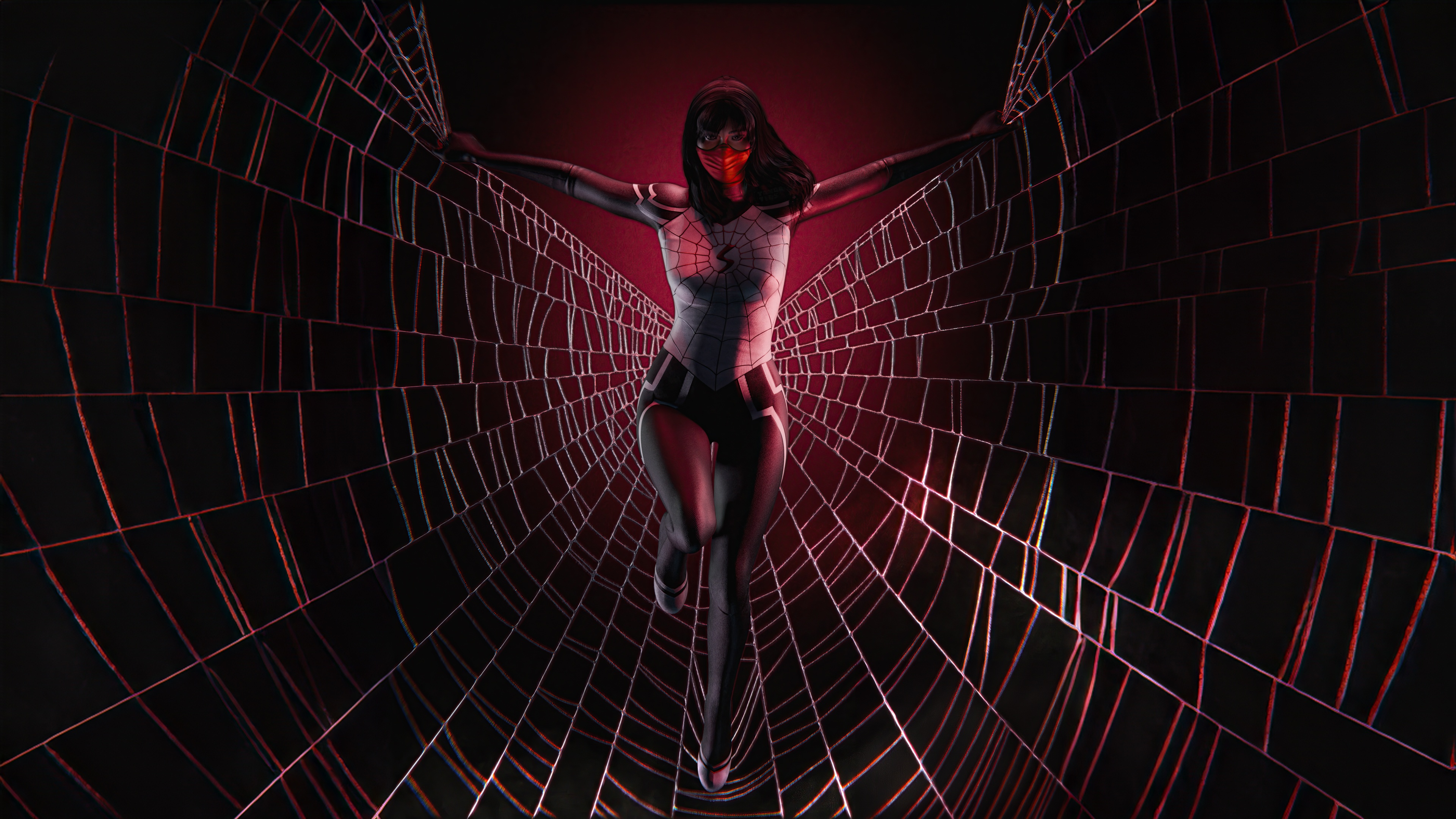 Silk hanging on a spider web HD Wallpaper