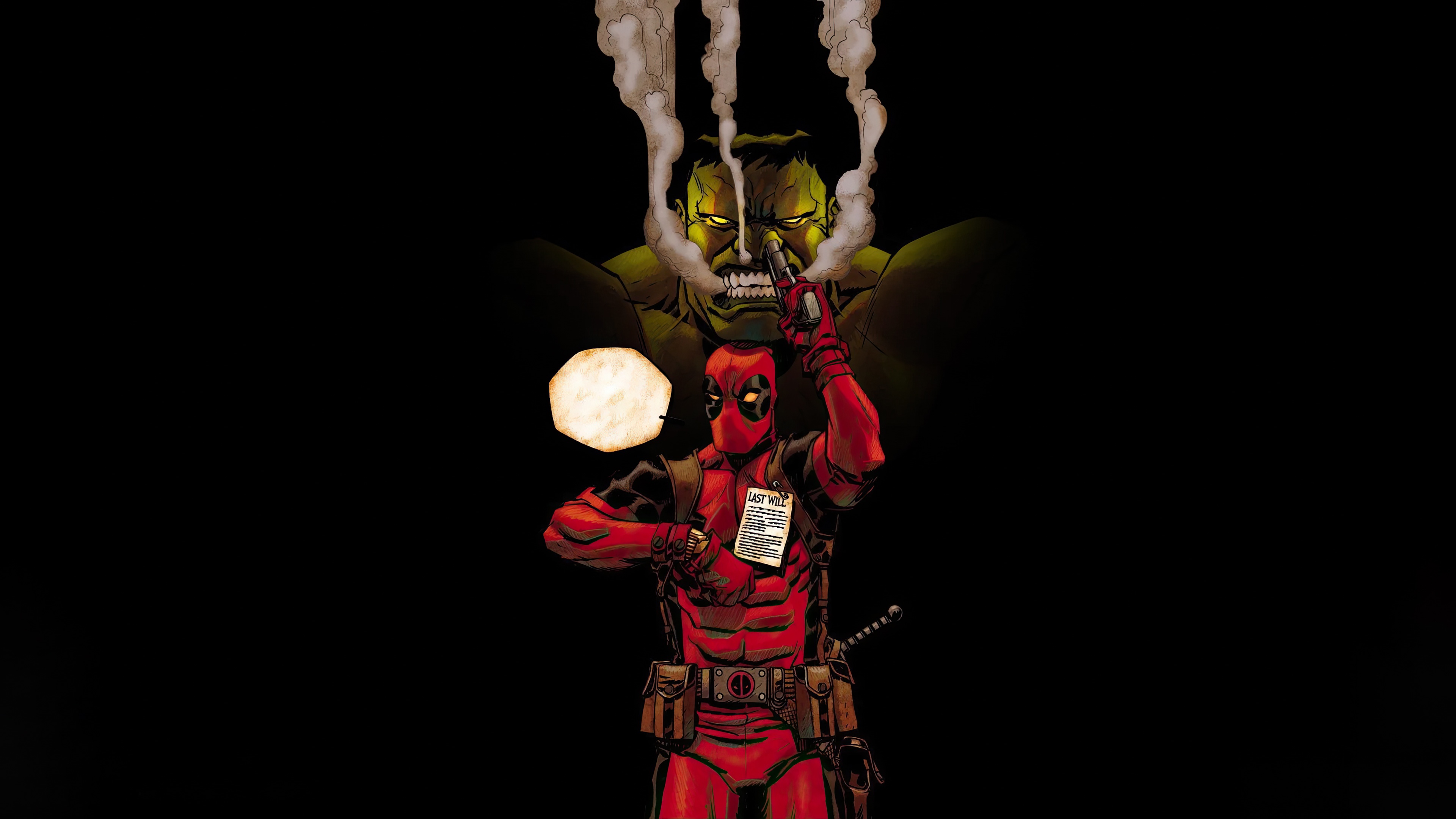 Deadpool and Hulk with a Last Will document HD Wallpaper