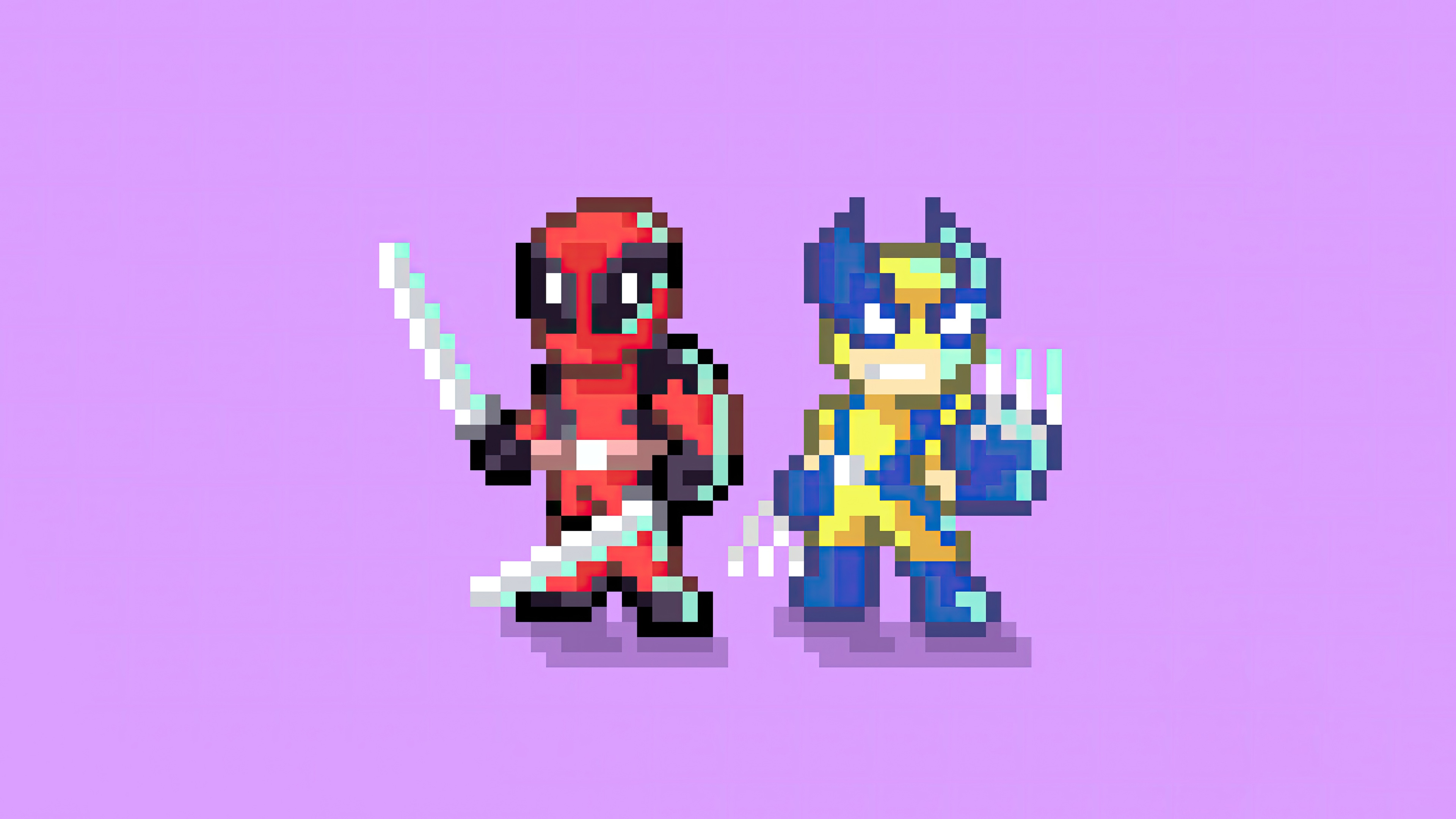 8 Bit Deadpool and Wolverine Pixel Art HD Wallpaper