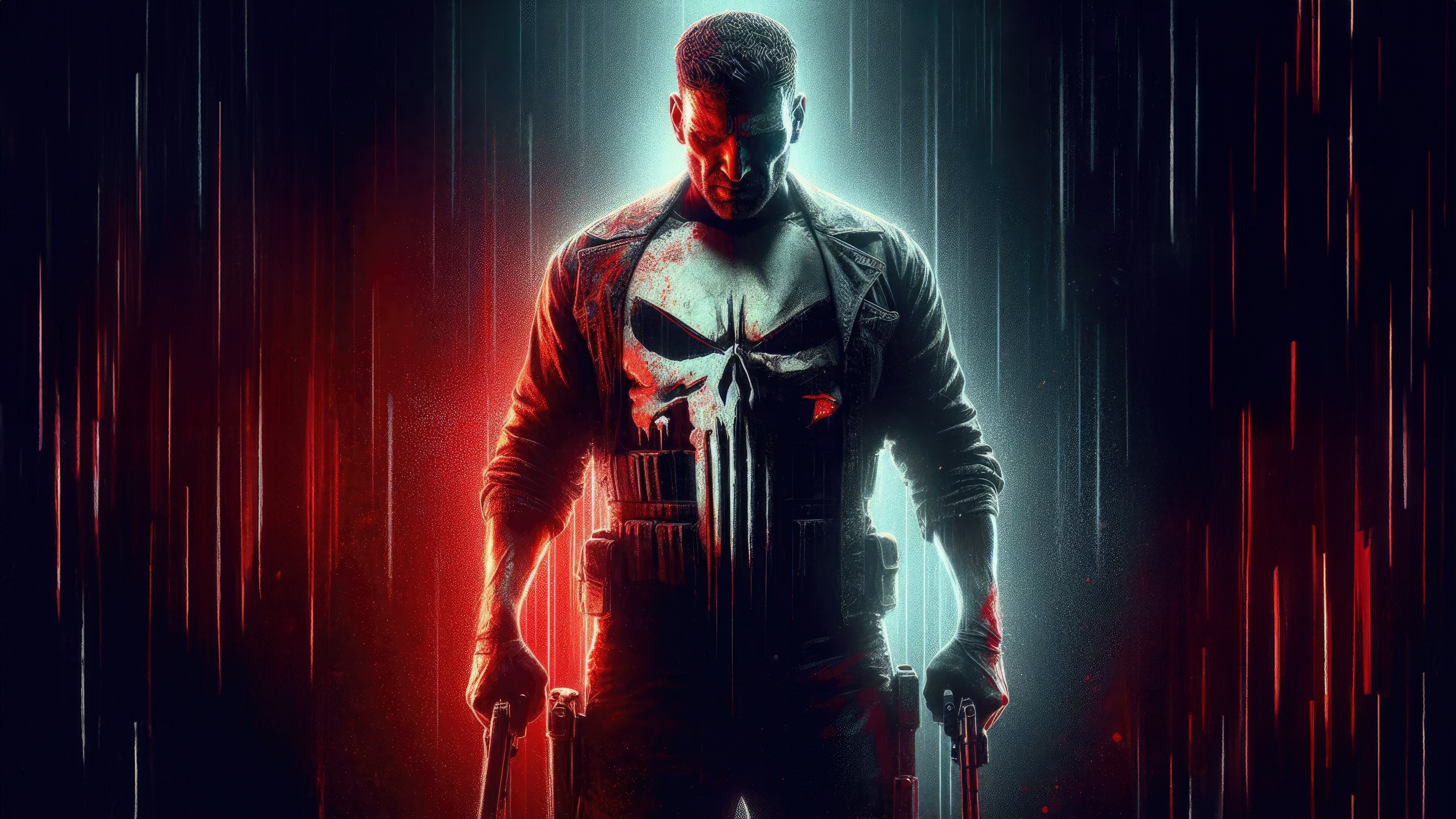 The Punisher with Skull Logo and Guns HD Wallpaper
