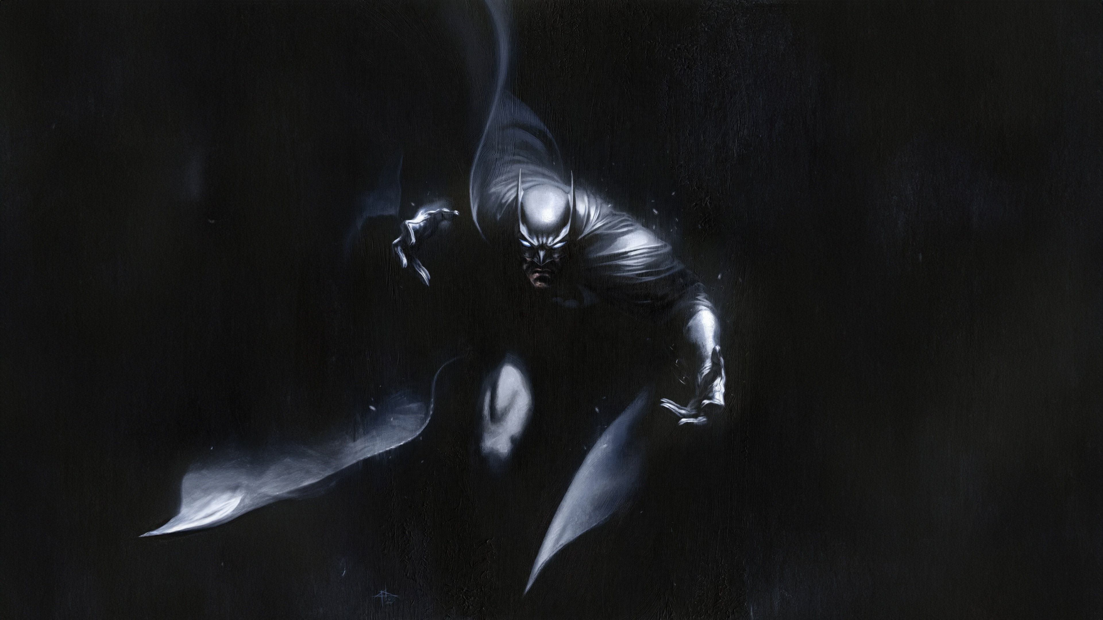 Batman in a dark, smoky environment HD Wallpaper