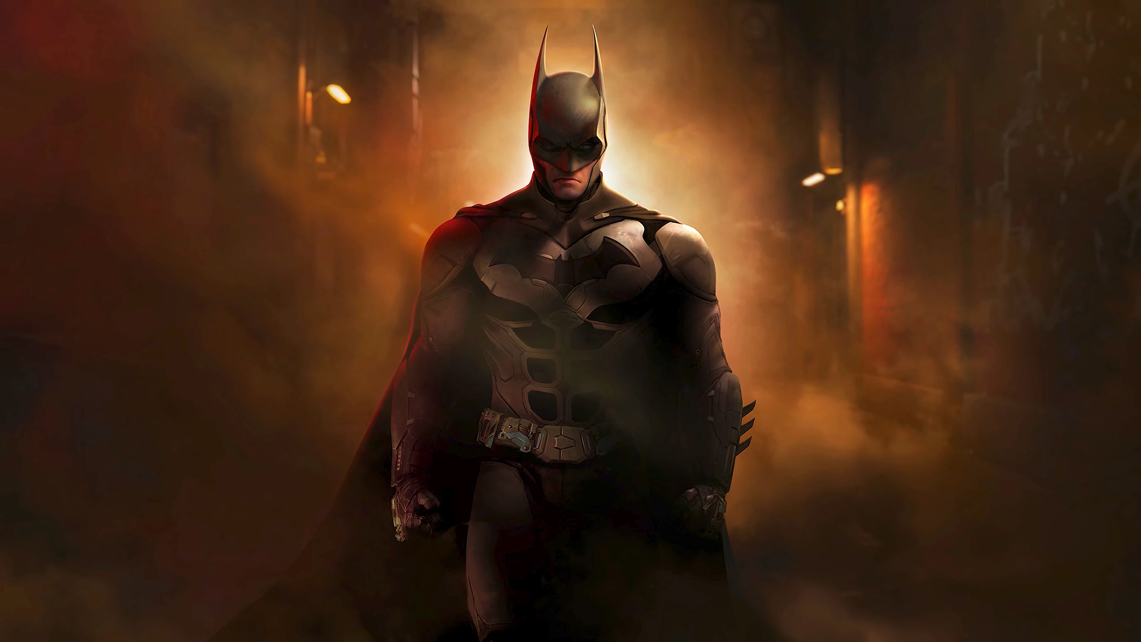 Batman in a smoky alleyway HD Wallpaper