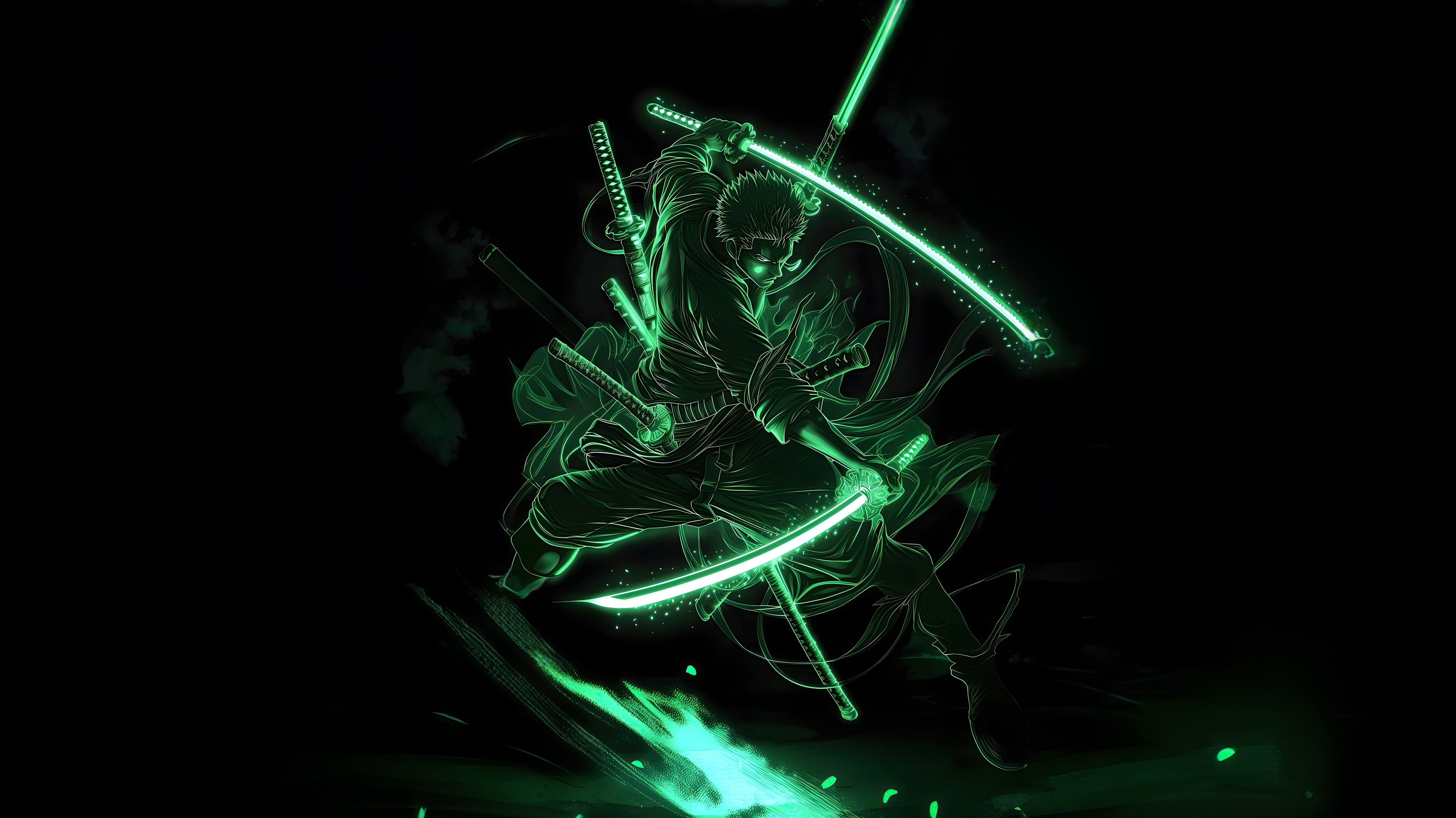 Roronoa Zoro from One Piece with glowing swords HD Wallpaper