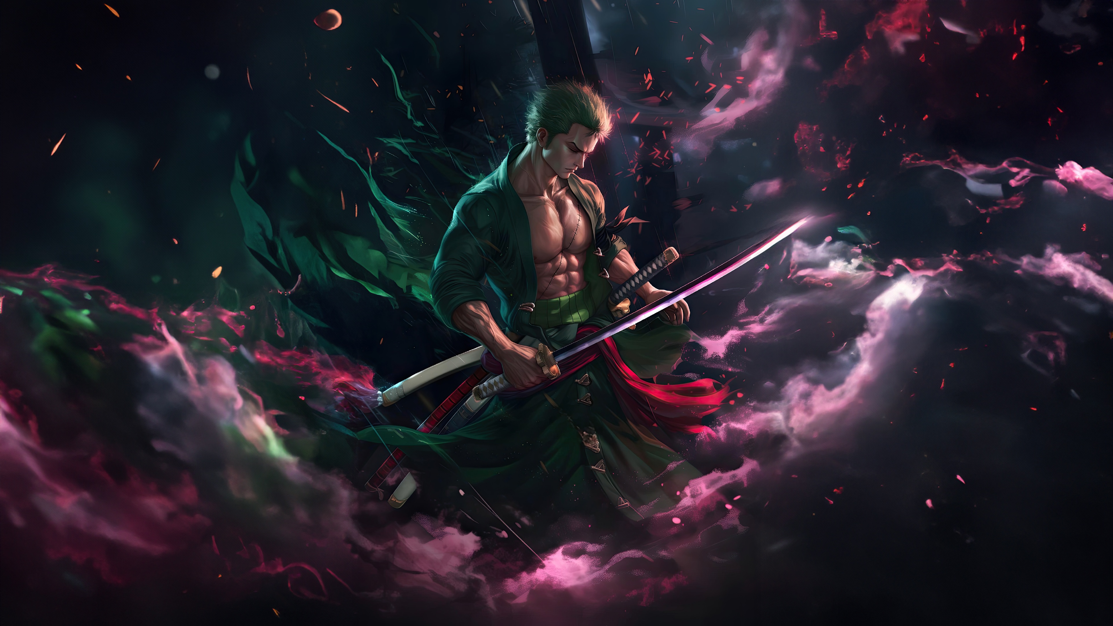 Roronoa Zoro from One Piece with swords HD Wallpaper
