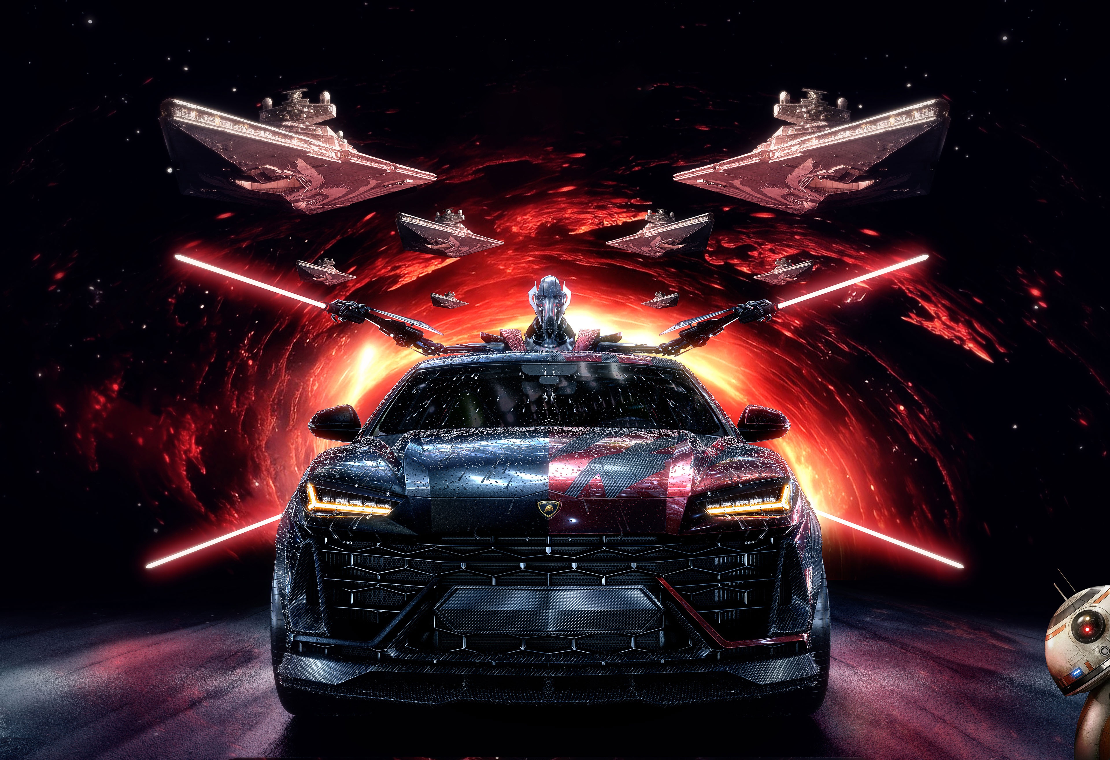 Star Wars Lamborghini Urus with Star Destroyers HD Wallpaper