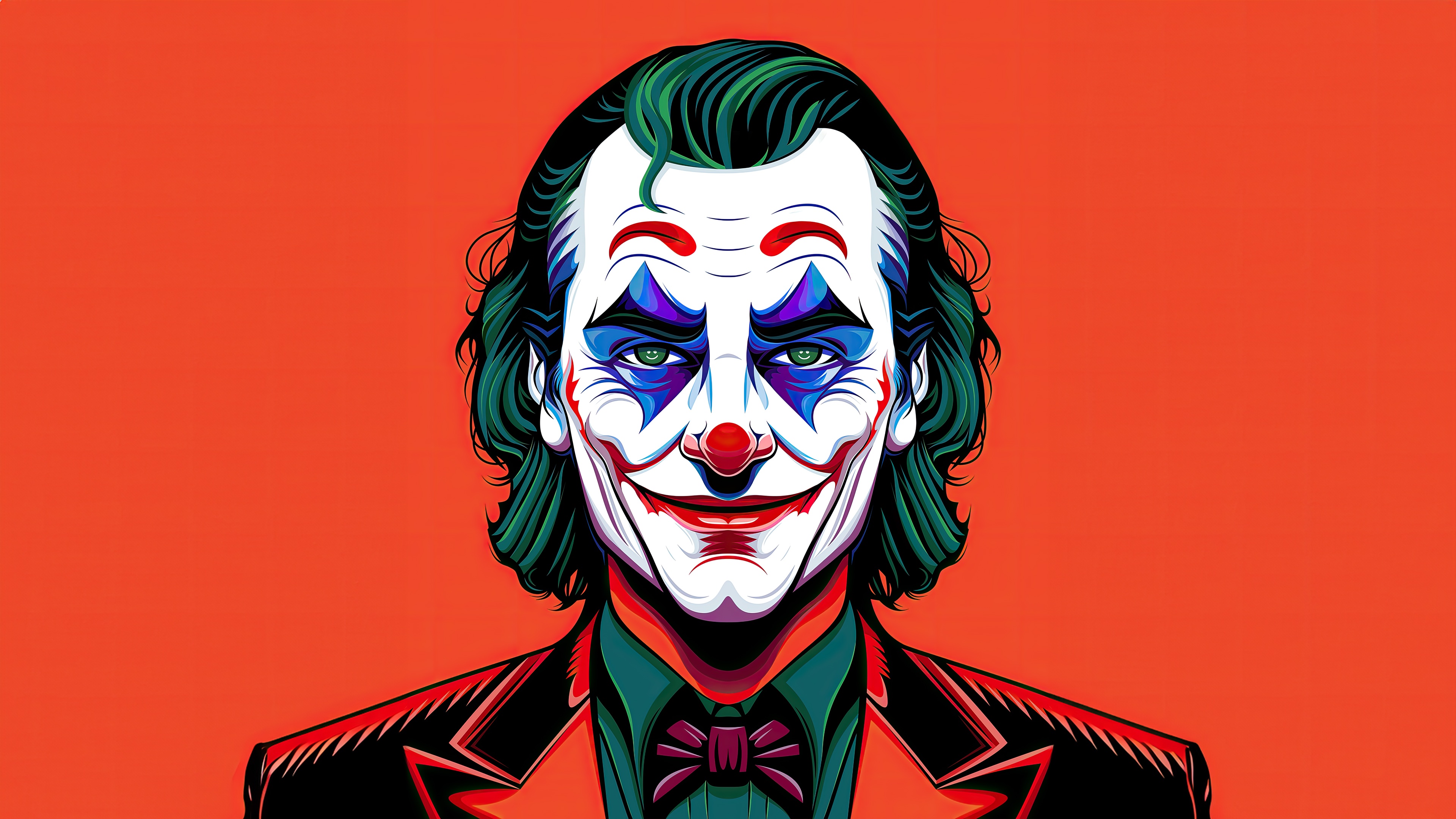 The Joker with Green Hair and Clown Makeup HD Wallpaper