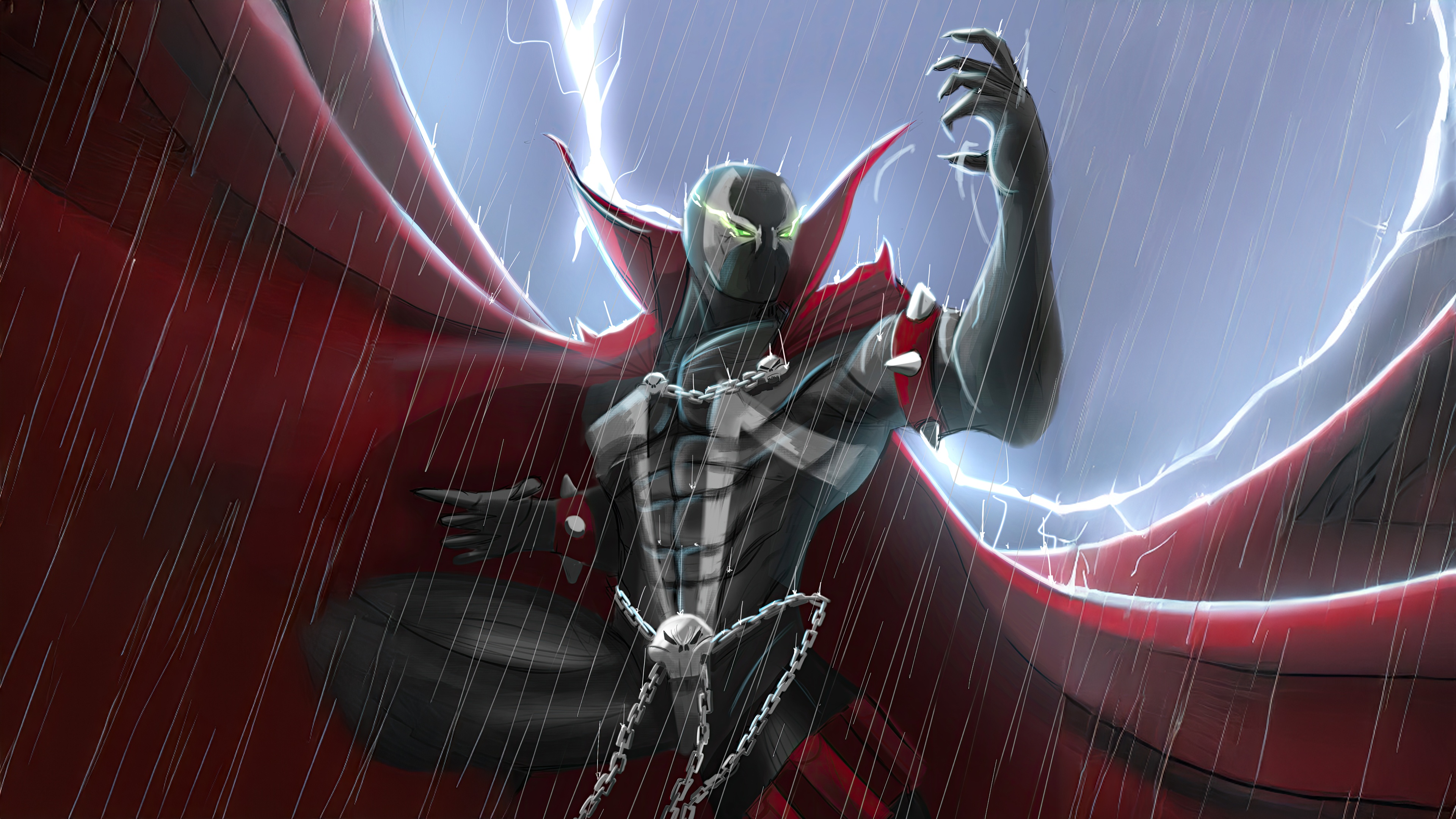 Spawn in a thunderstorm with lightning HD Wallpaper