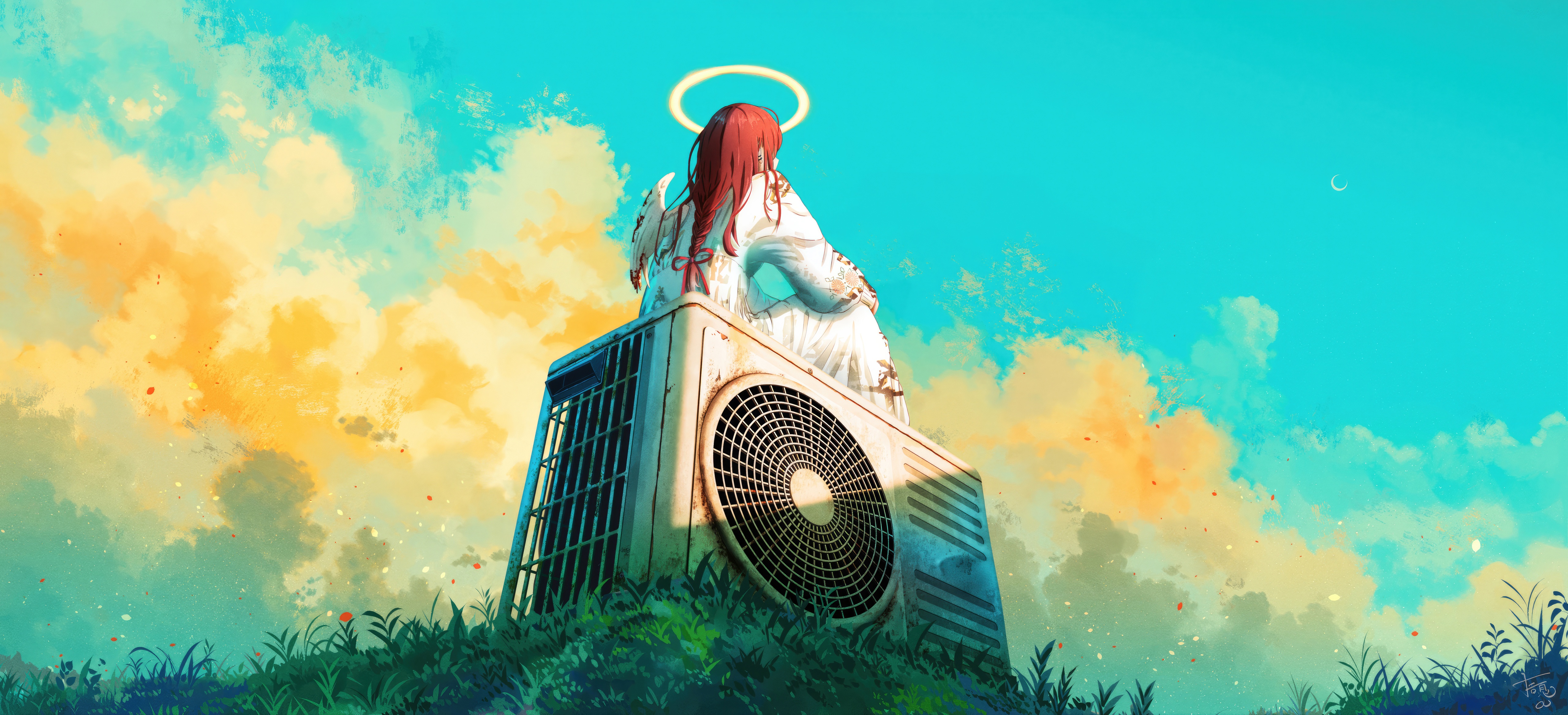 Angel on an Air Conditioner Unit HD Wallpaper