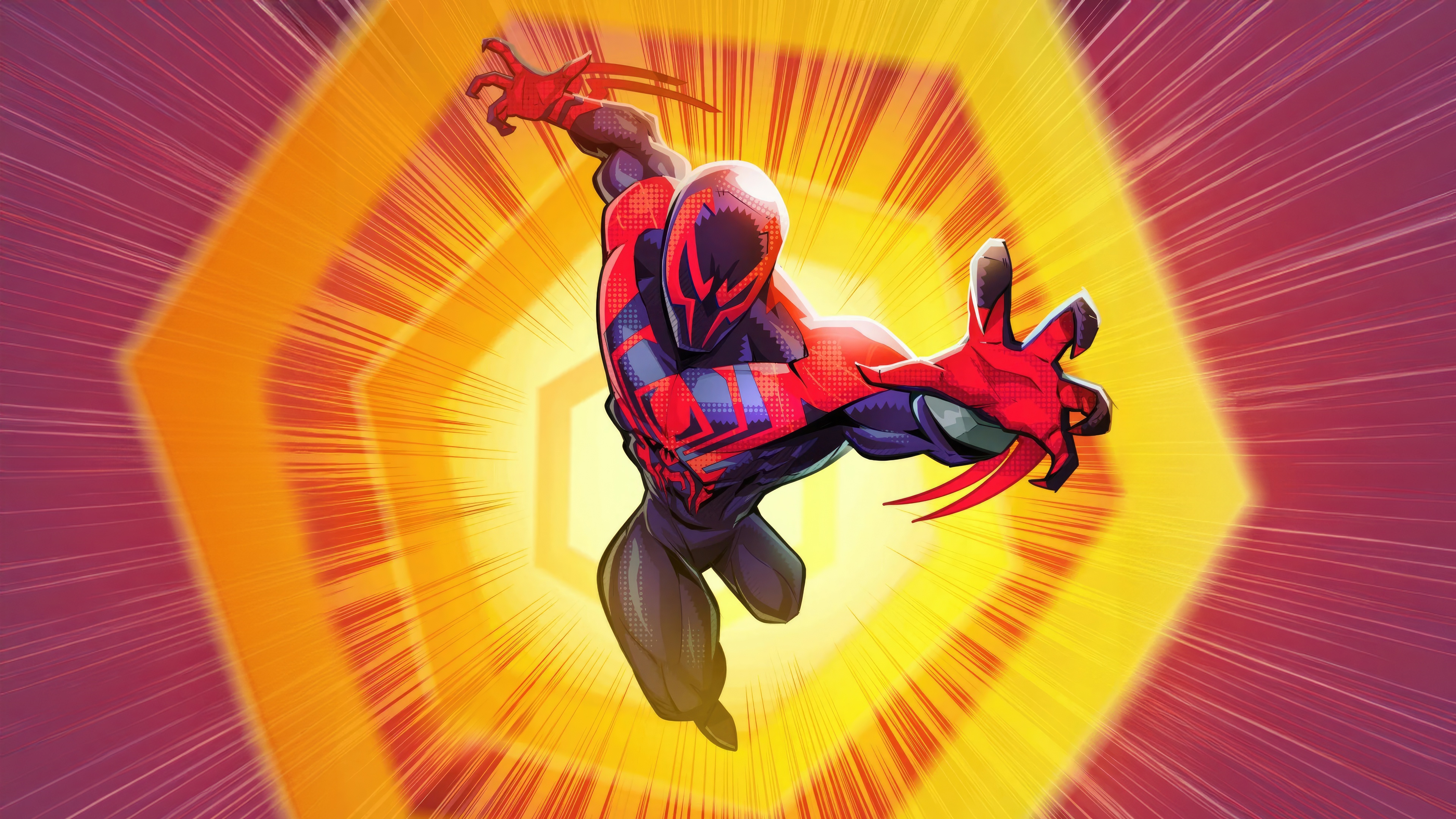 Spider-Man 2099 in a dynamic pose HD Wallpaper