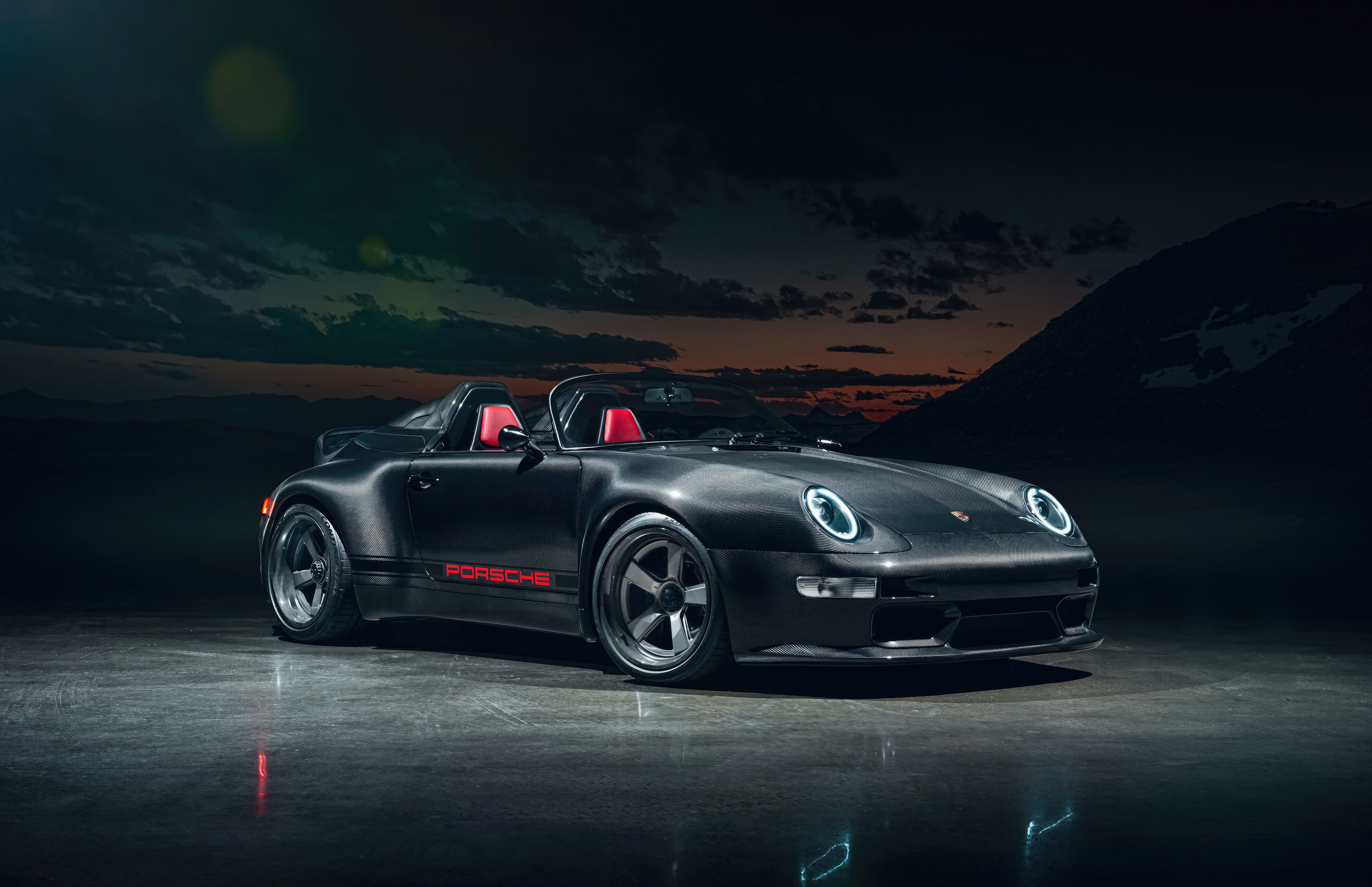 Black Porsche Guntherwerks Speedster Convertible HD Wallpaper