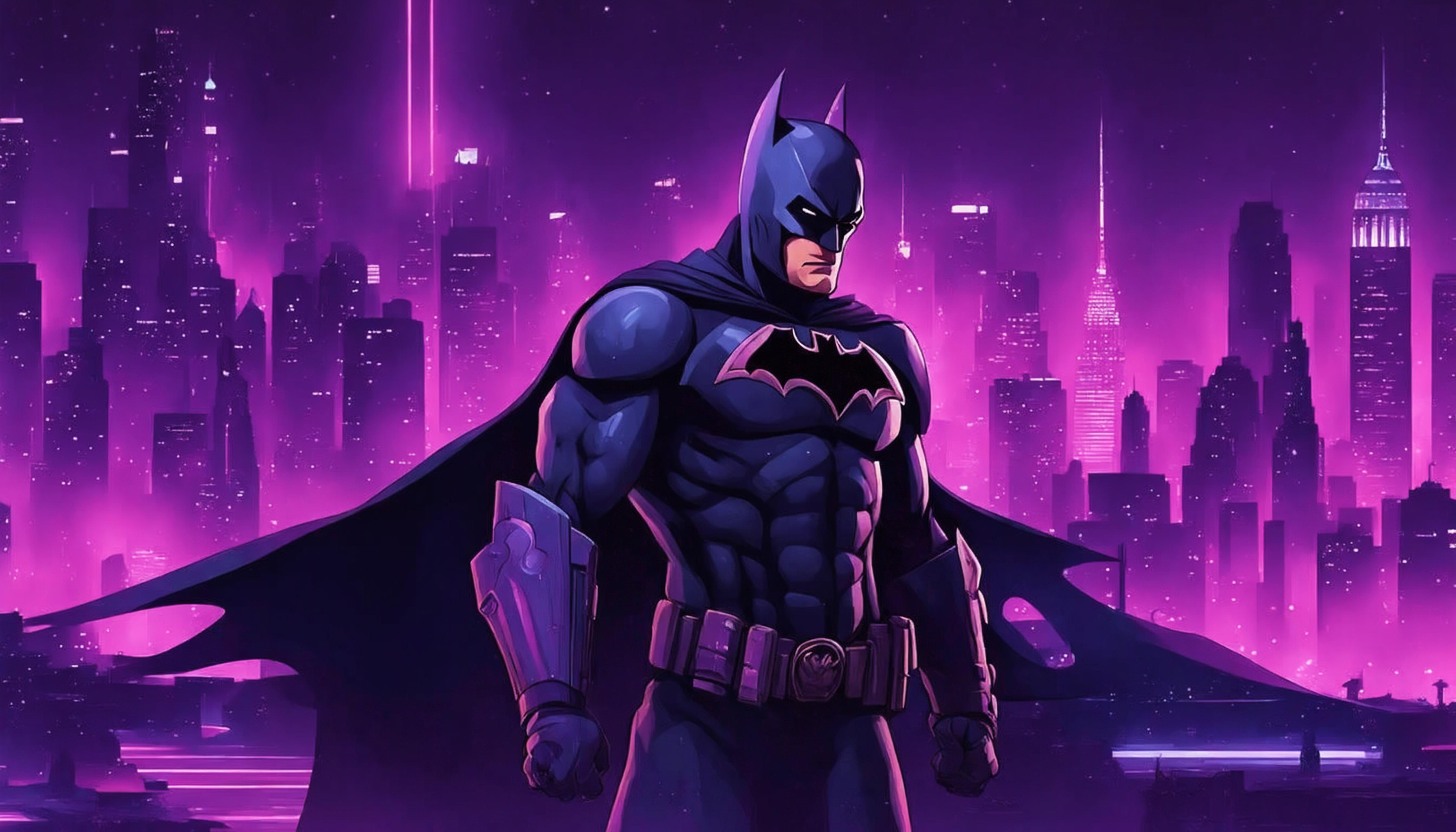Batman in a Cyberpunk Gotham City HD Wallpaper