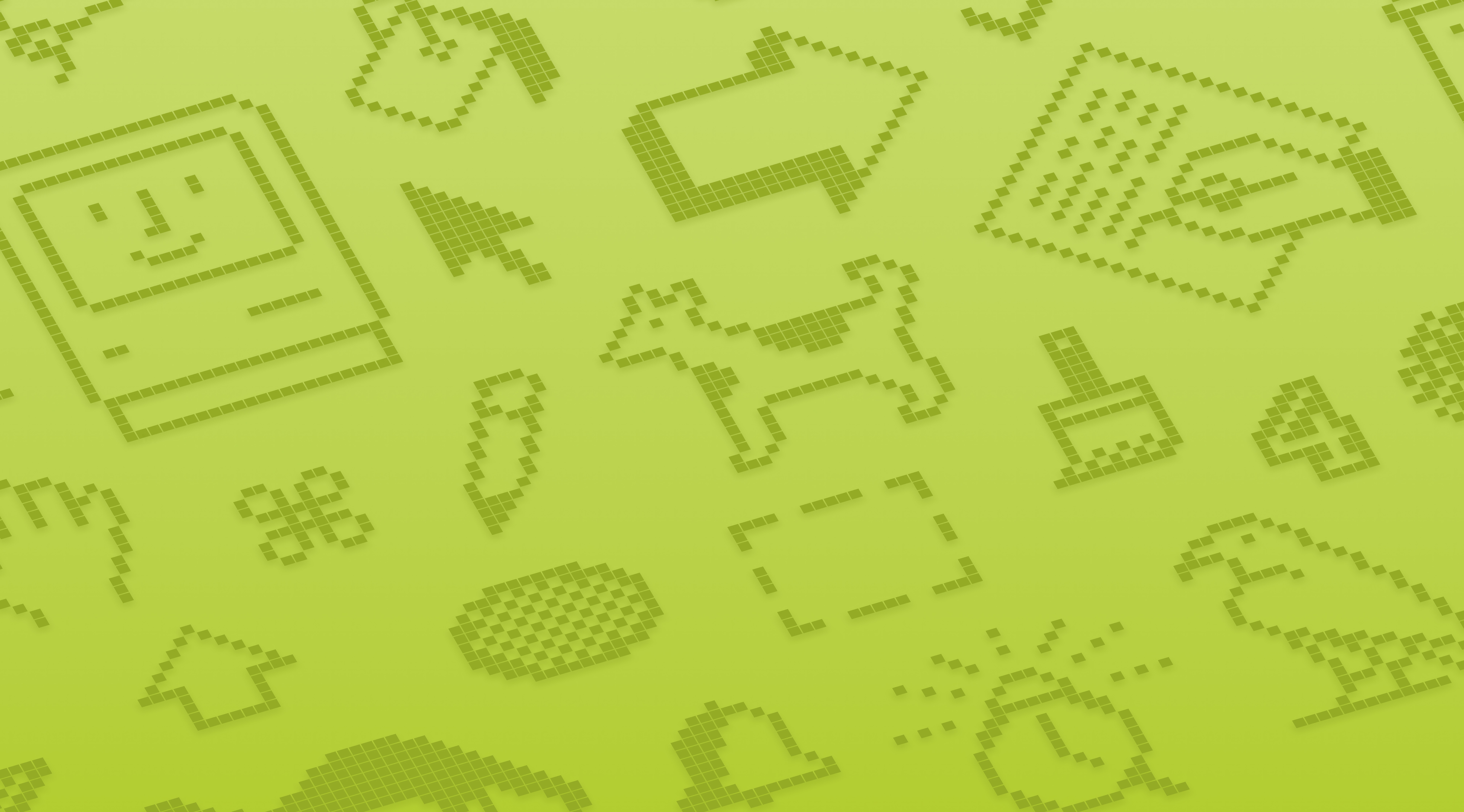 Pixelated Apple Mac Icons on Green Background HD Wallpaper