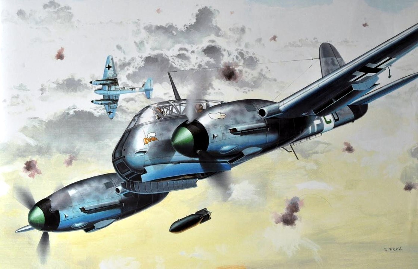 Messerschmitt Me 410 in combat HD Wallpaper