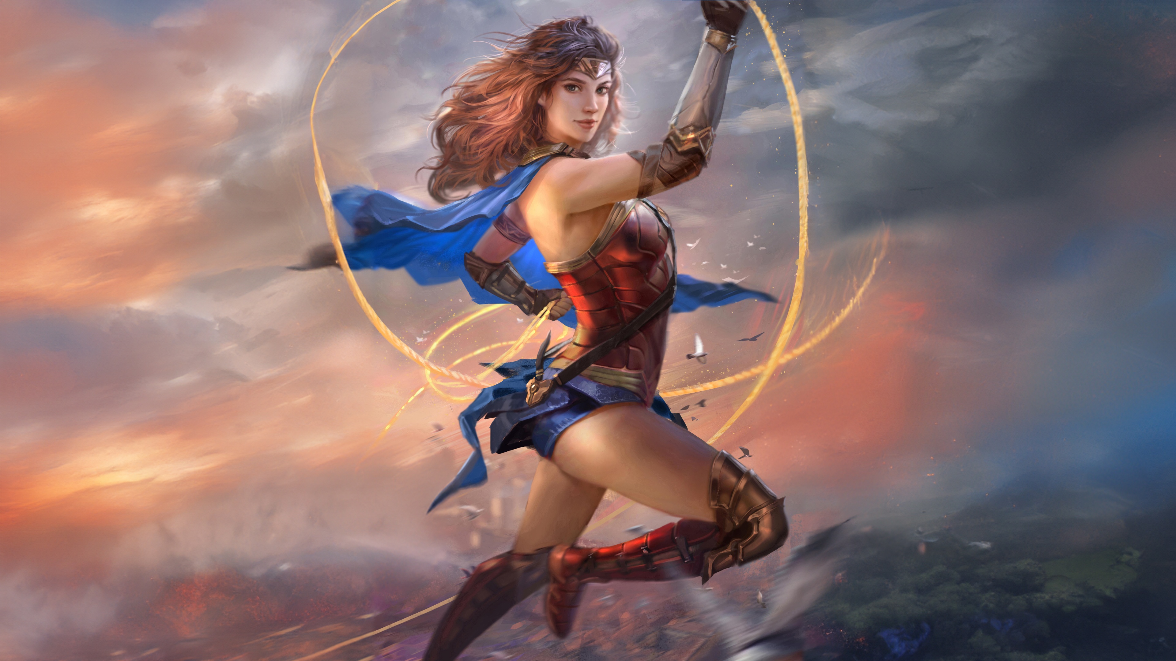 Classic Touch Wonder Woman with Lasso HD Wallpaper