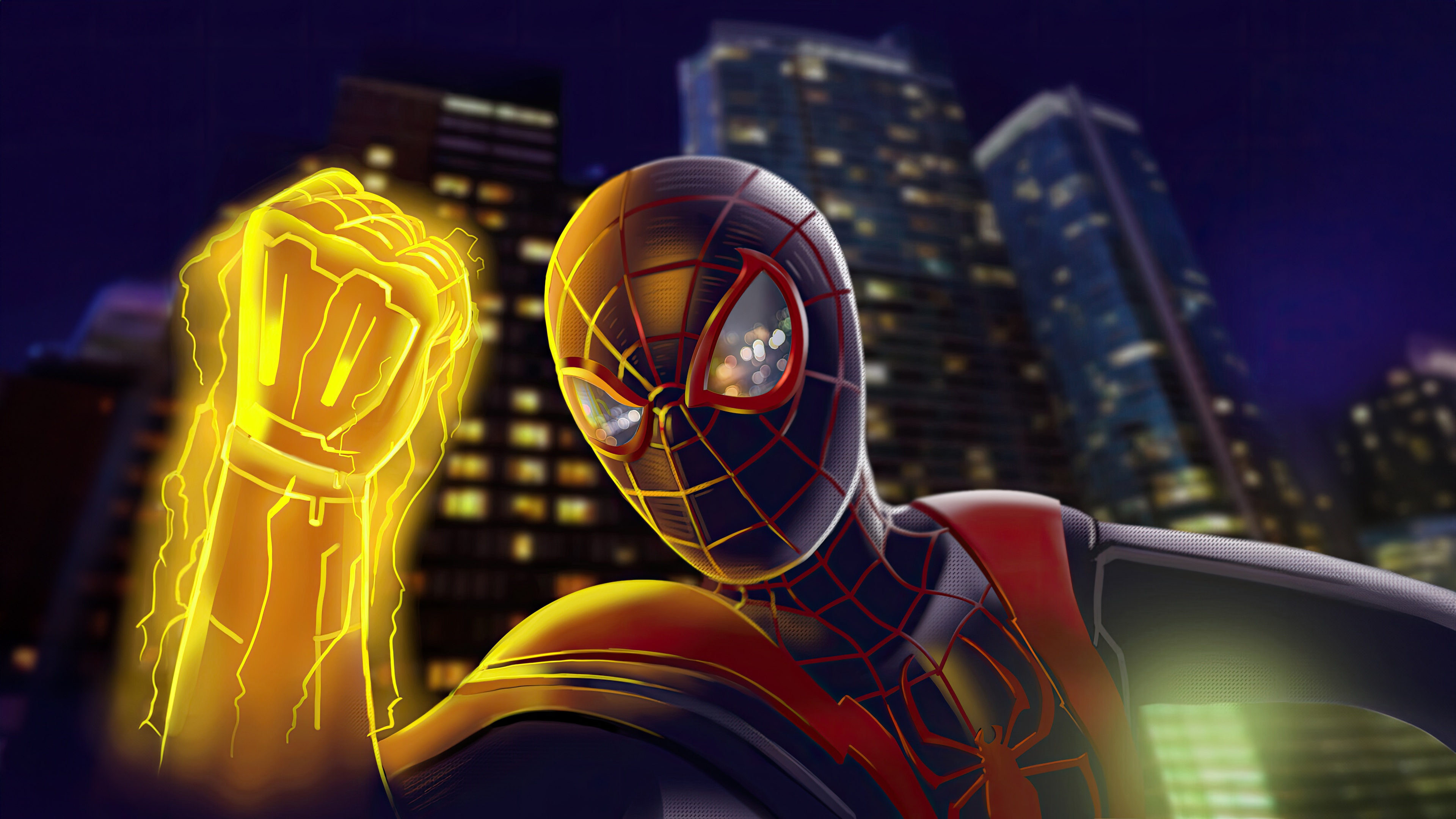 Miles Morales Spider-Man with electric fist HD Wallpaper