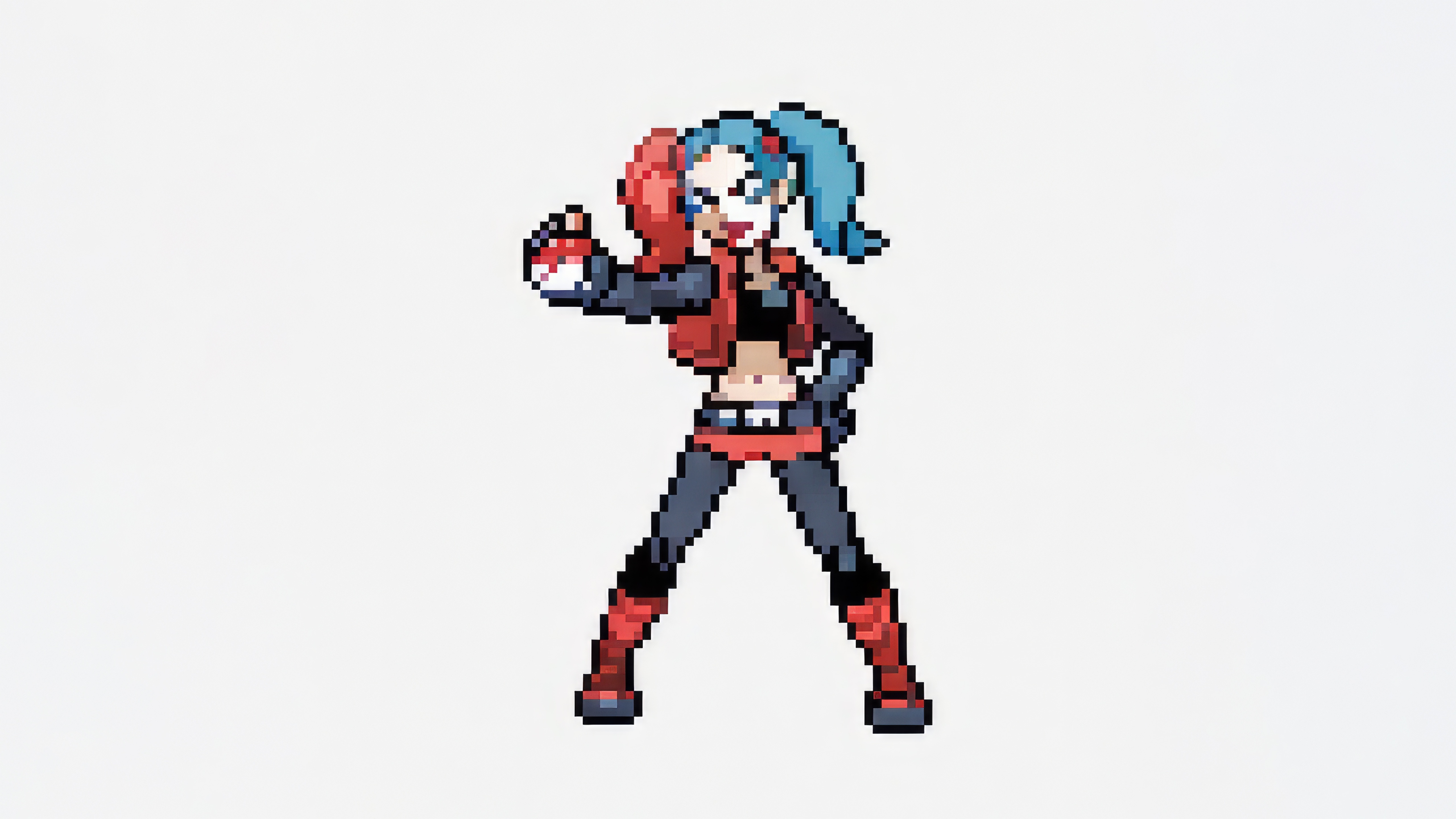 Pixel Art Harley Quinn Holding a Pokeball HD Wallpaper