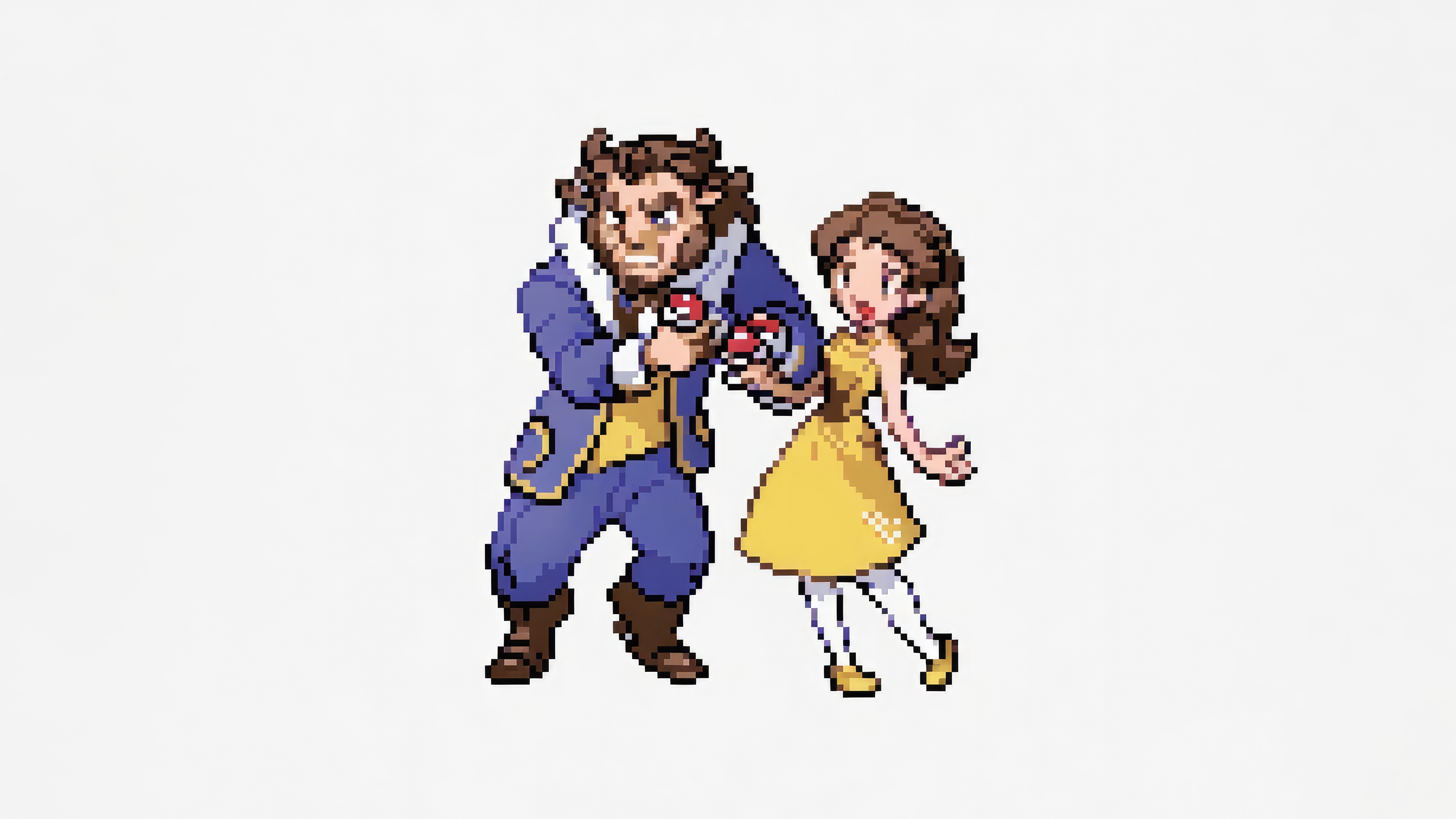 Beauty and the Beast 8-Bit Pixel Art HD Wallpaper