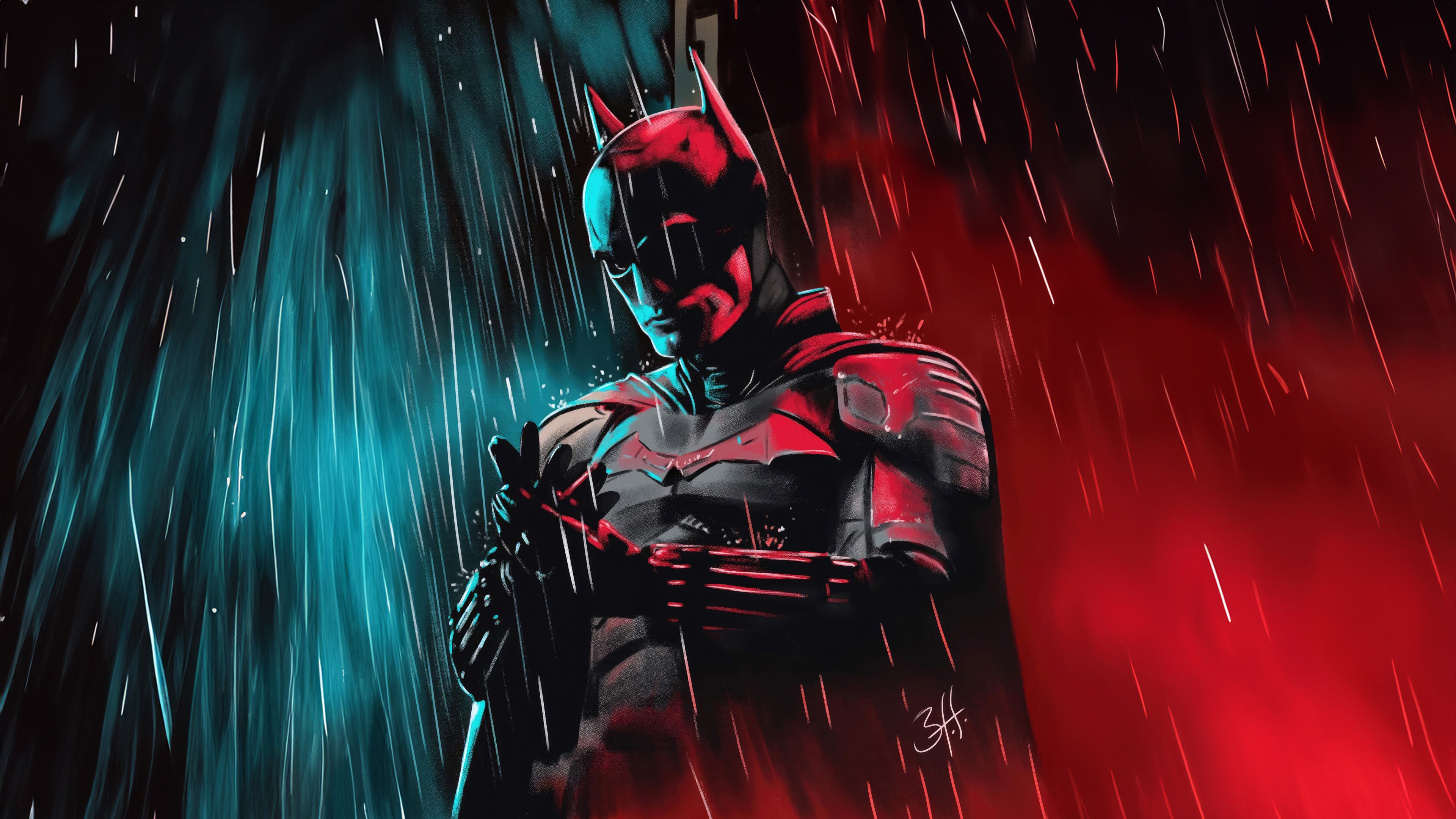 The Batman in the Rain HD Wallpaper