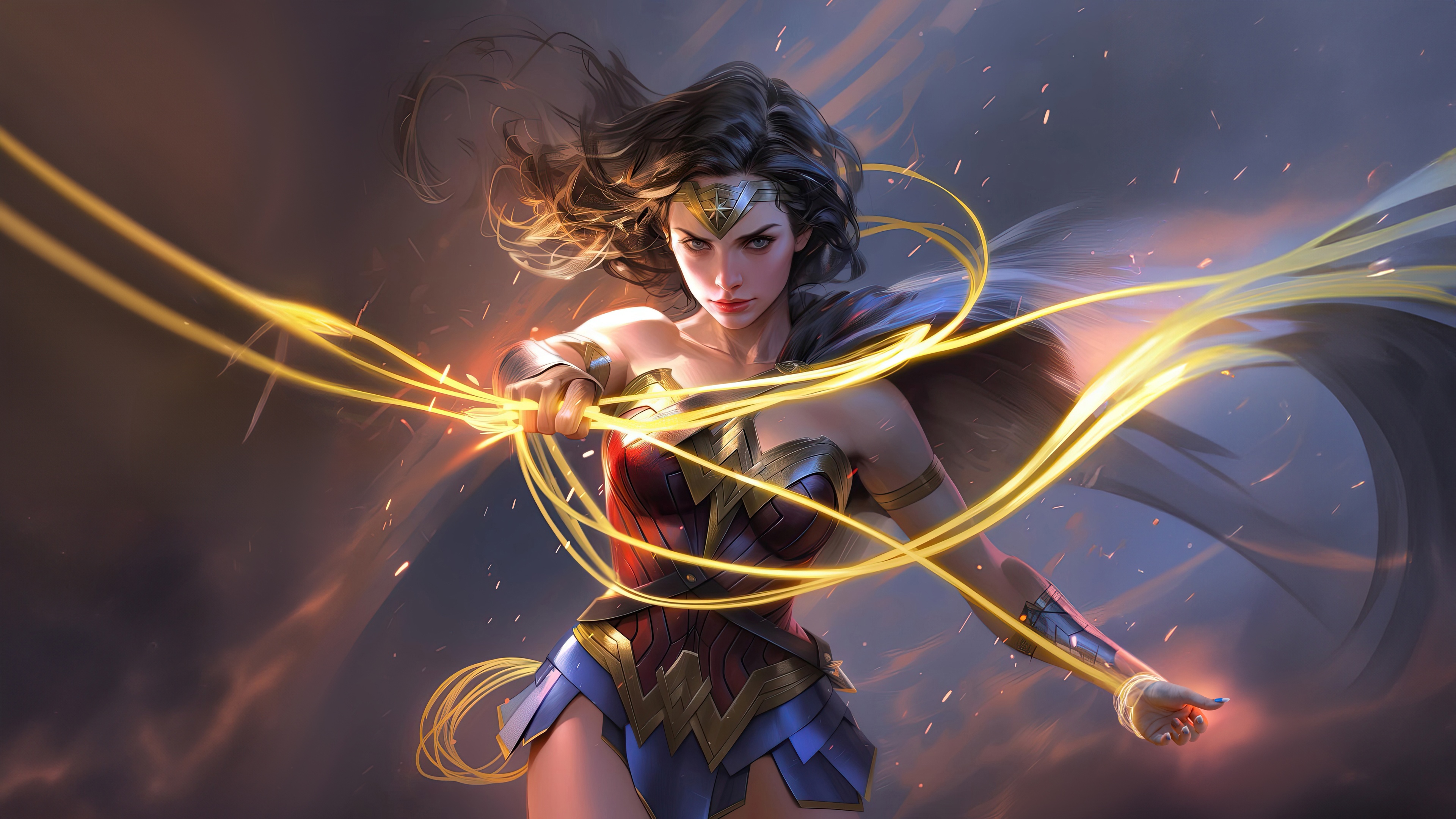 Wonder Woman with Lasso of Truth HD Wallpaper