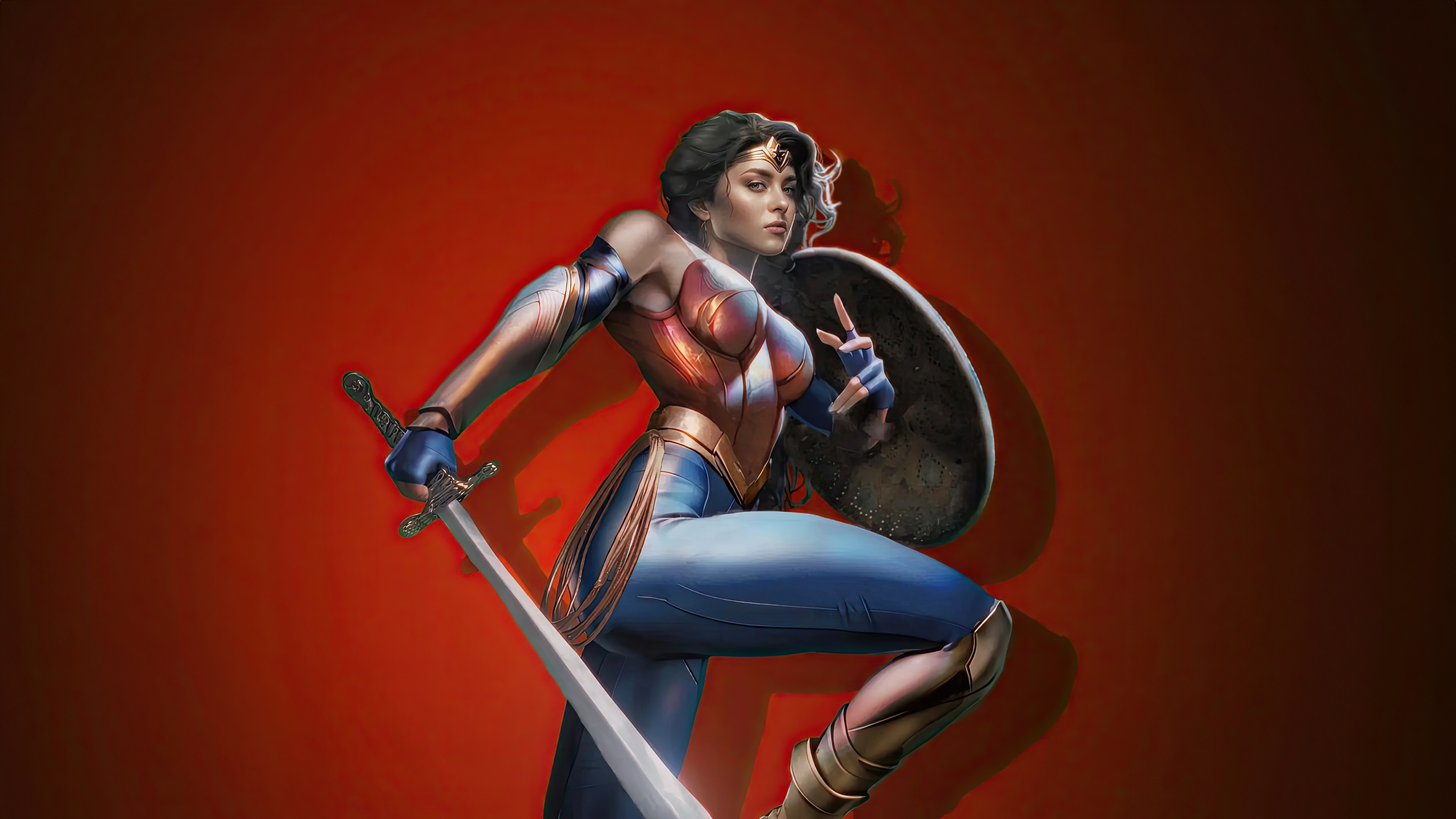 Wonder Woman with Sword and Shield HD Wallpaper