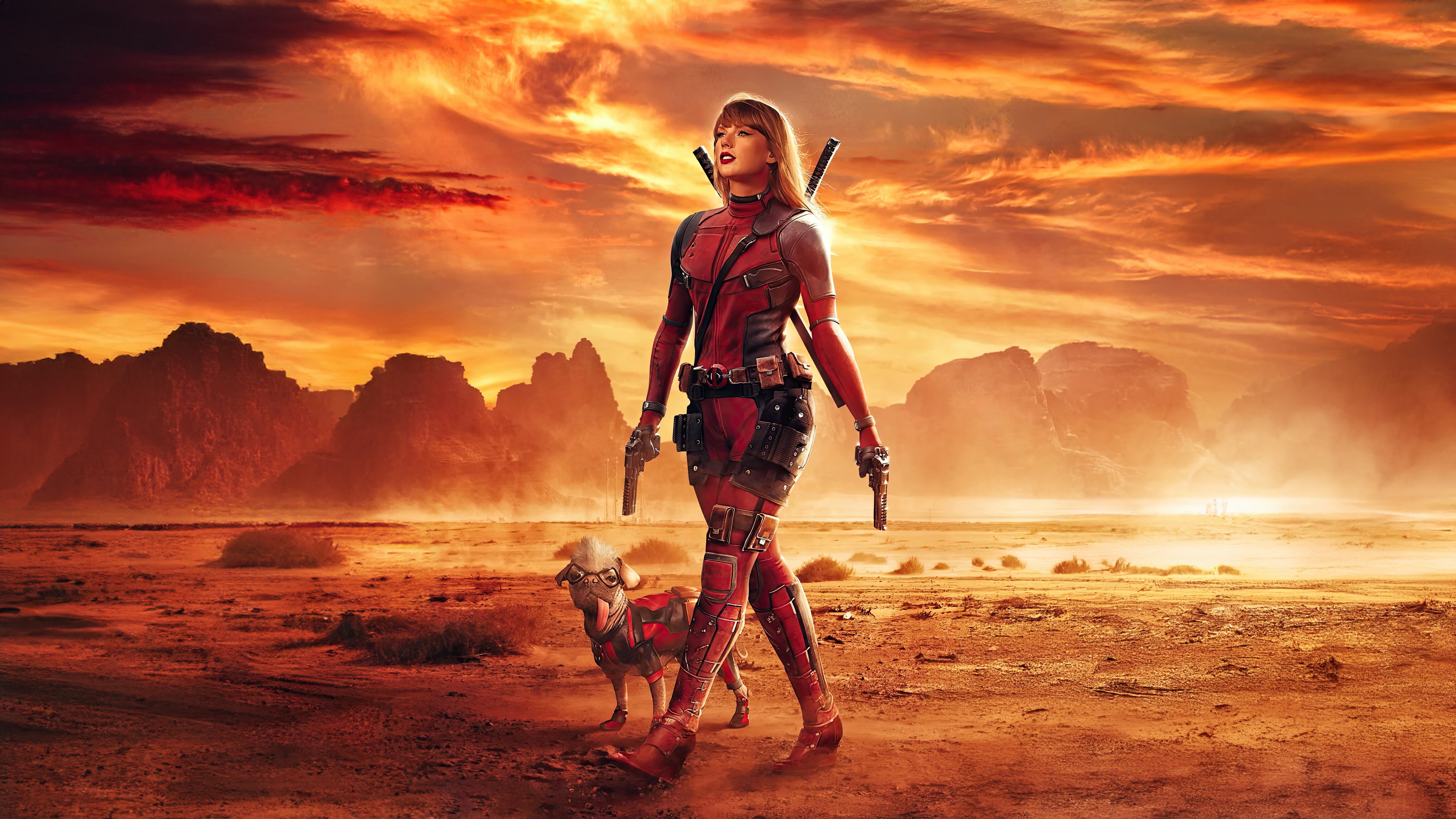 Taylor Swift as Ladypool in a desert landscape HD Wallpaper
