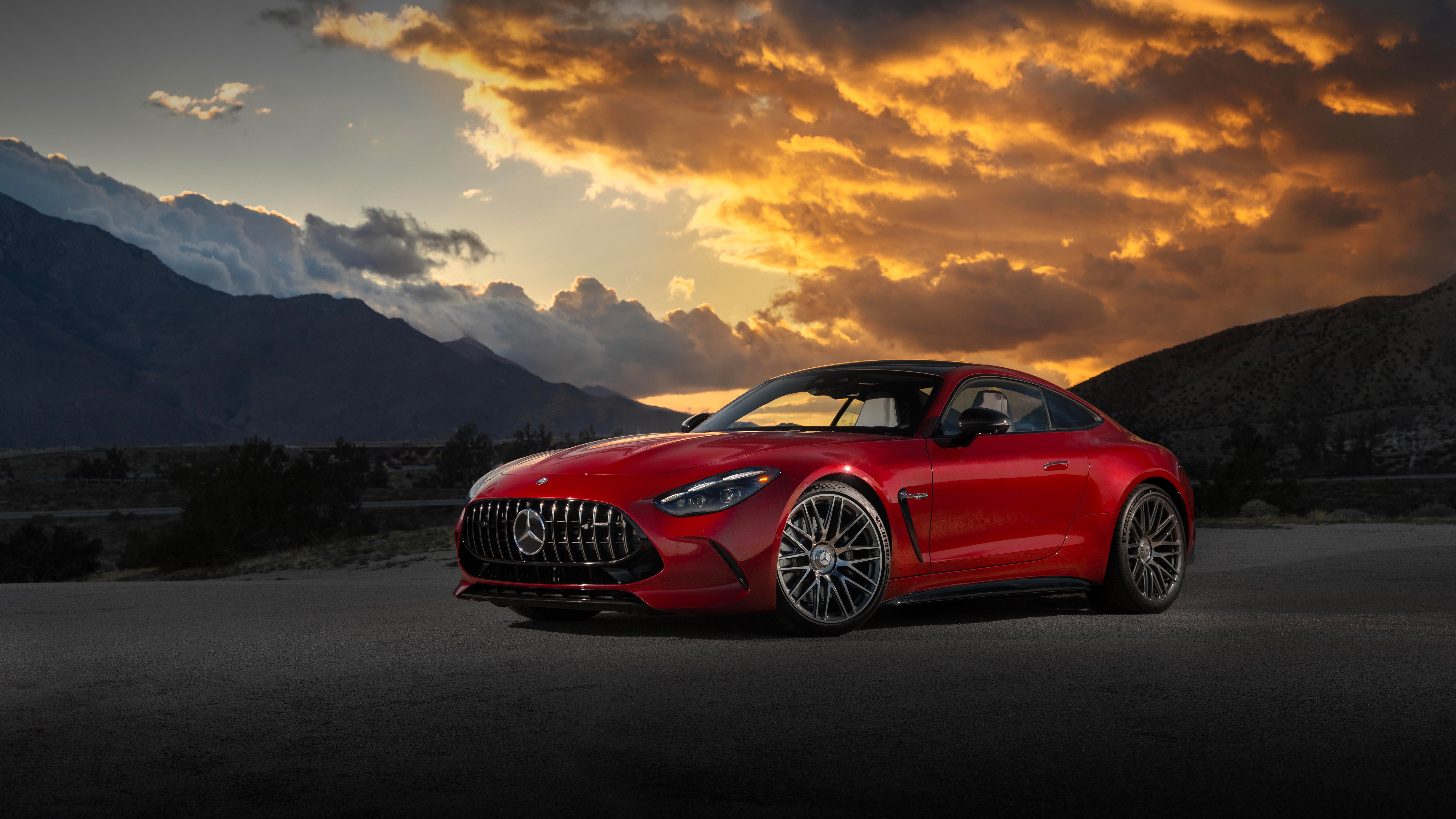 Red Mercedes-AMG GT 63 Coupe in a Mountainous Landscape HD Wallpaper