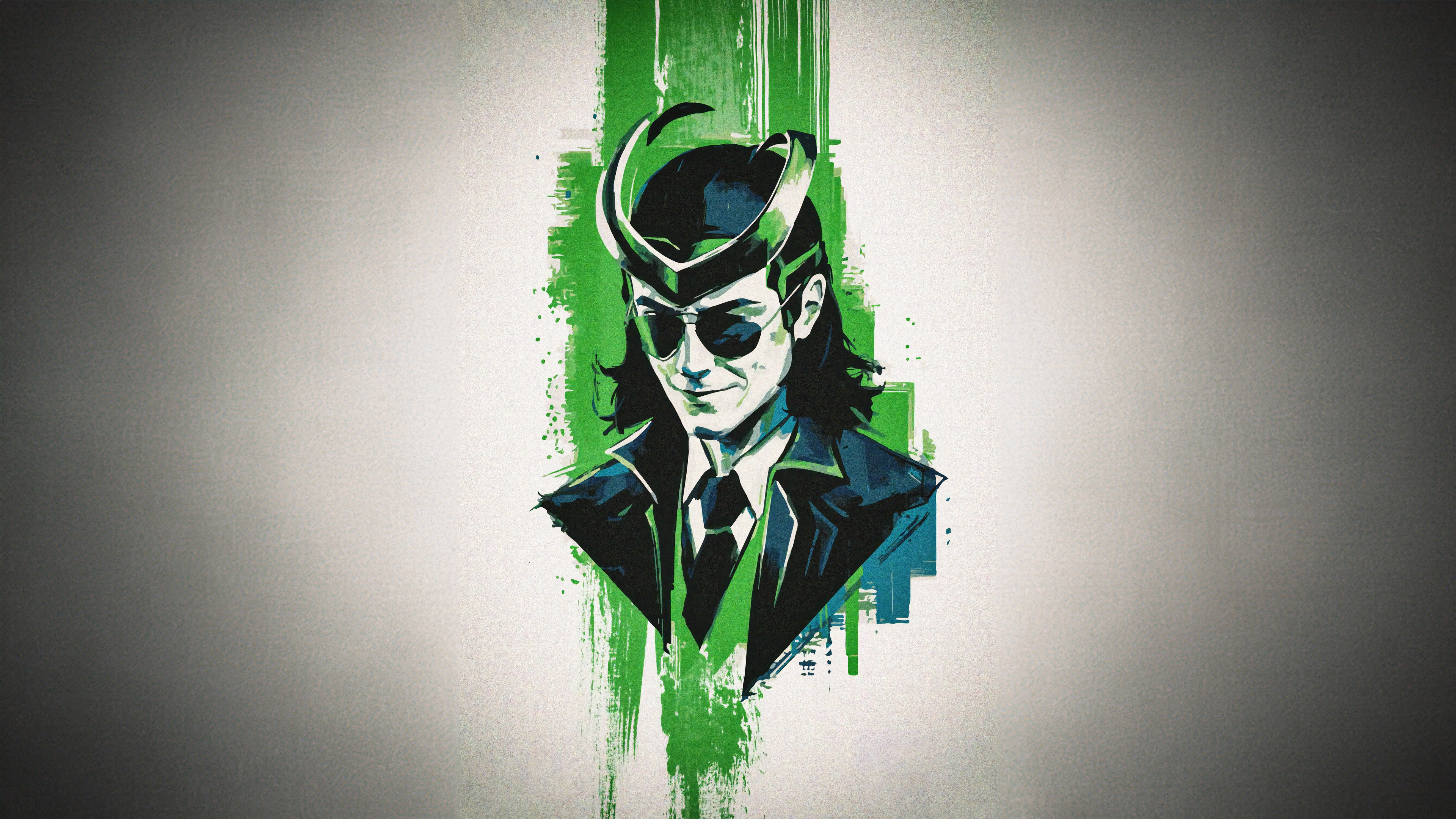 Loki in Suit with Green Splatter Art HD Wallpaper