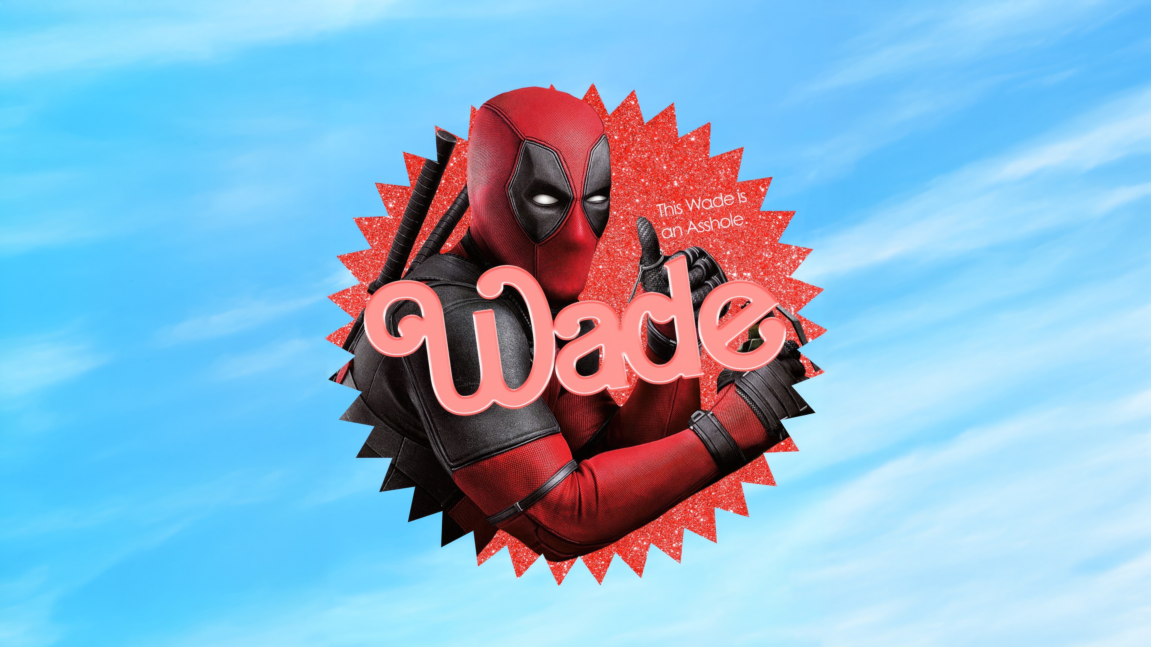 Deadpool with text "Wade" and "This Wade is an Asshole." HD Wallpaper
