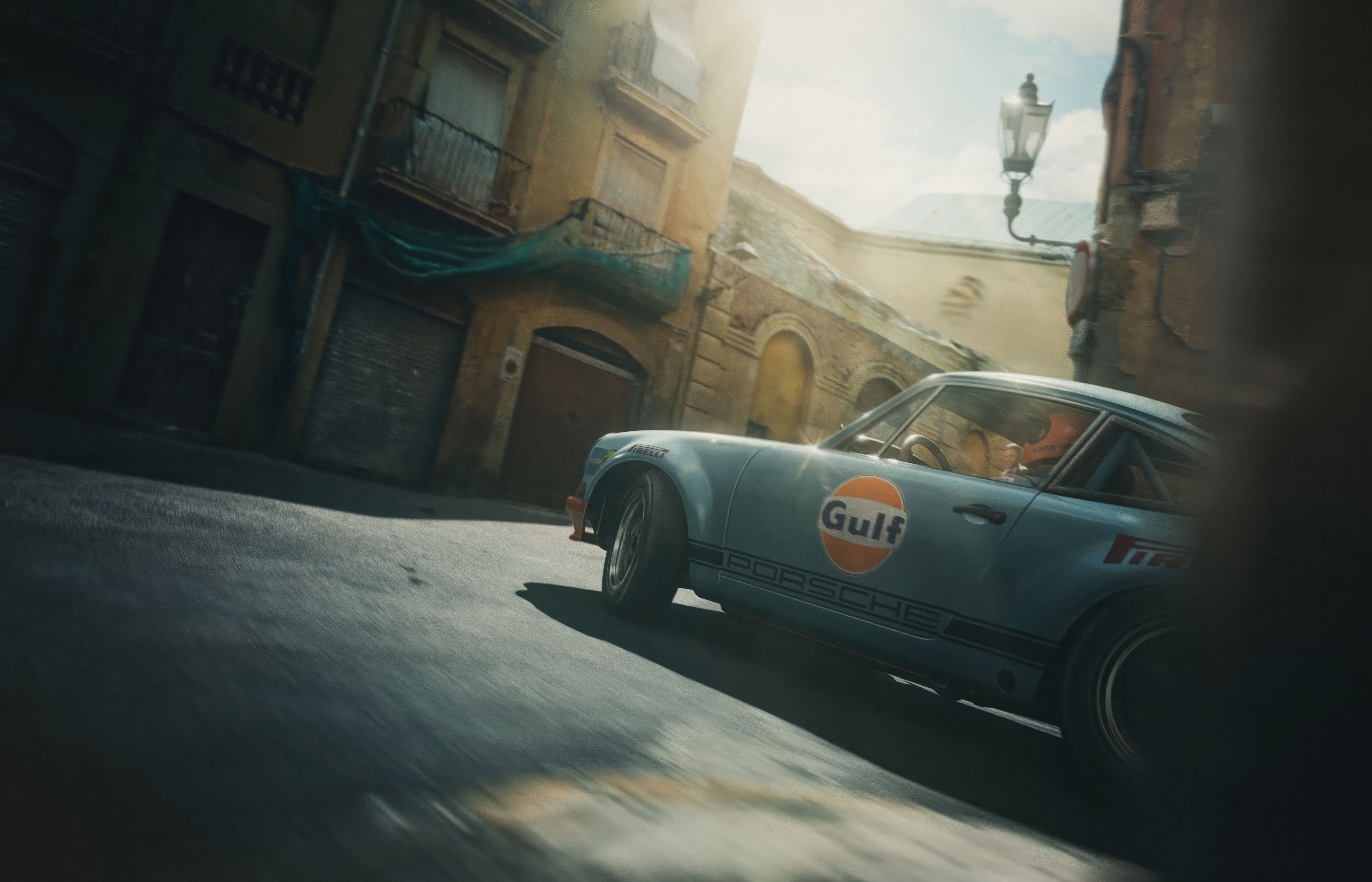 Porsche Gulf Classic Car Driving on Streets HD Wallpaper