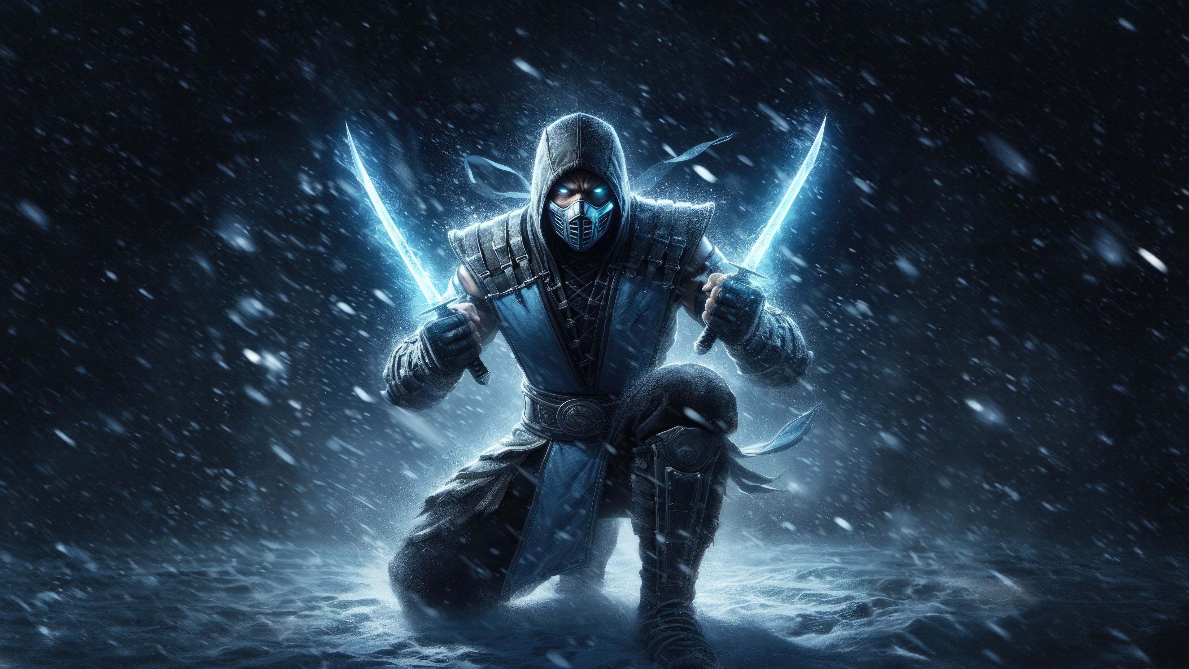 Sub Zero from Mortal Kombat holding ice swords HD Wallpaper