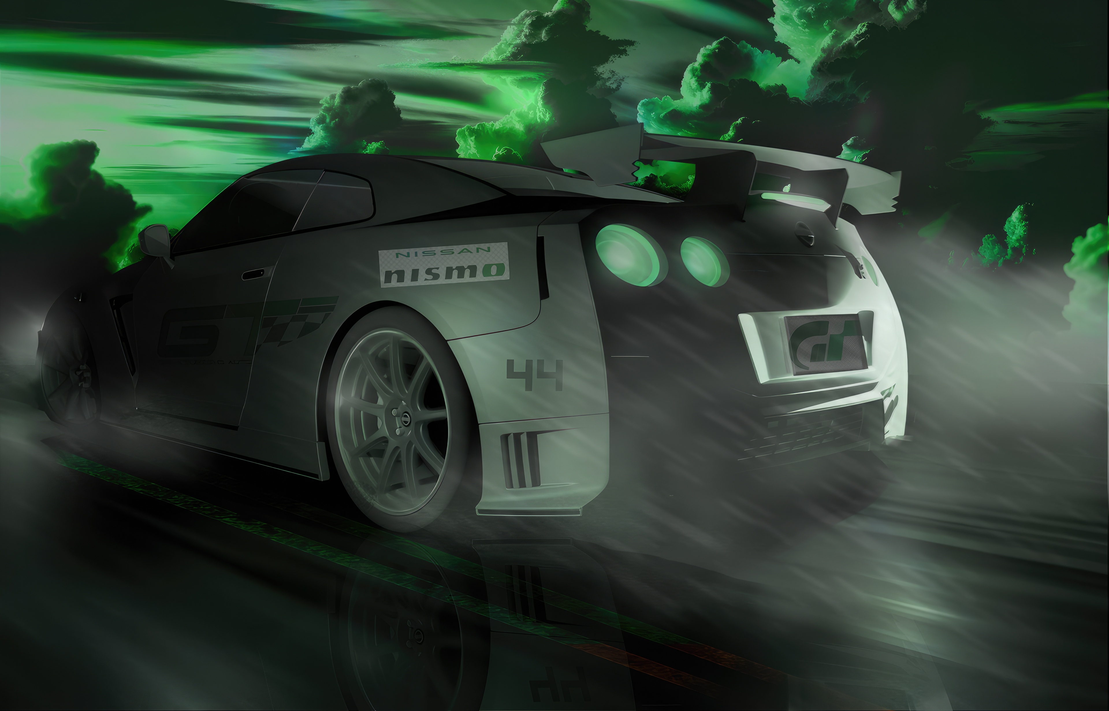 Nissan Skyline Nismo II car in green clouds HD Wallpaper