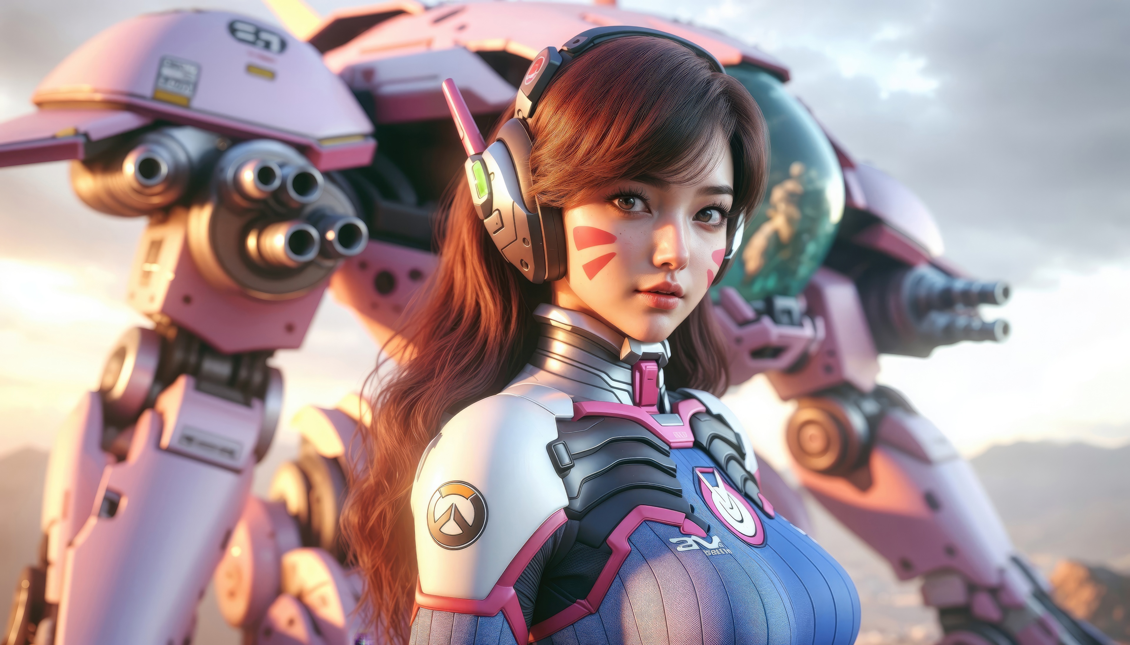 D.Va in her MEKA from Overwatch HD Wallpaper