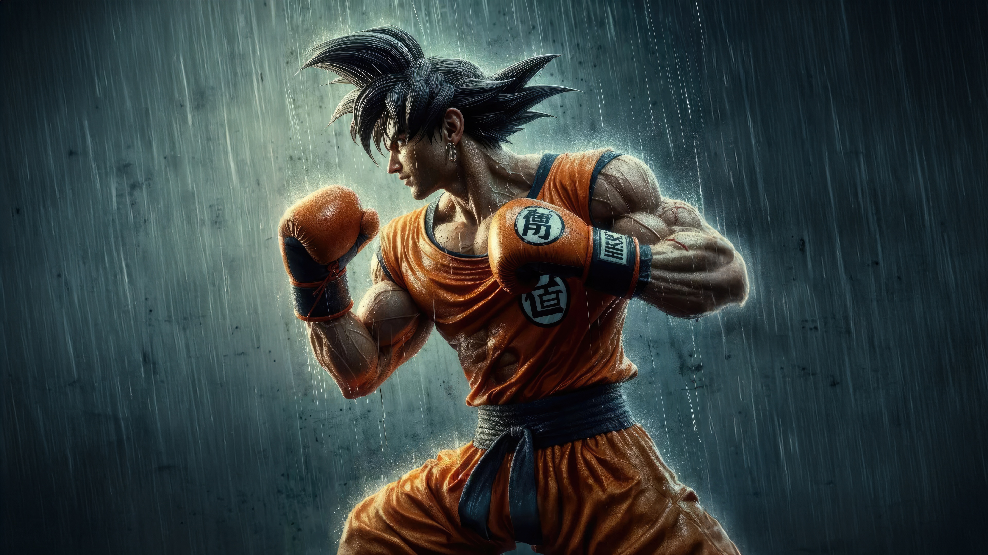 Goku as a boxer in the rain HD Wallpaper