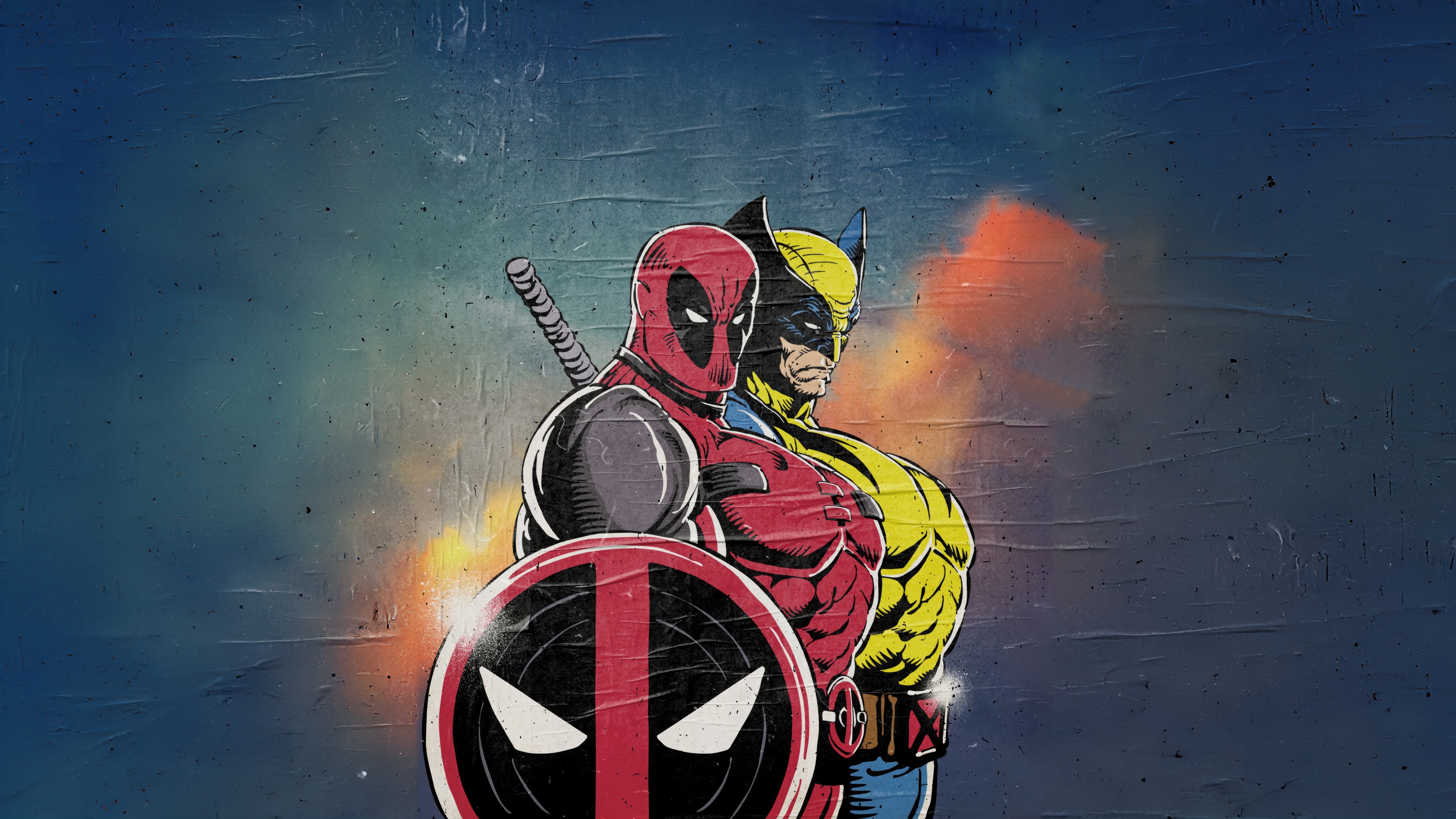Deadpool And Wolverine Wall Paint Art HD Wallpaper