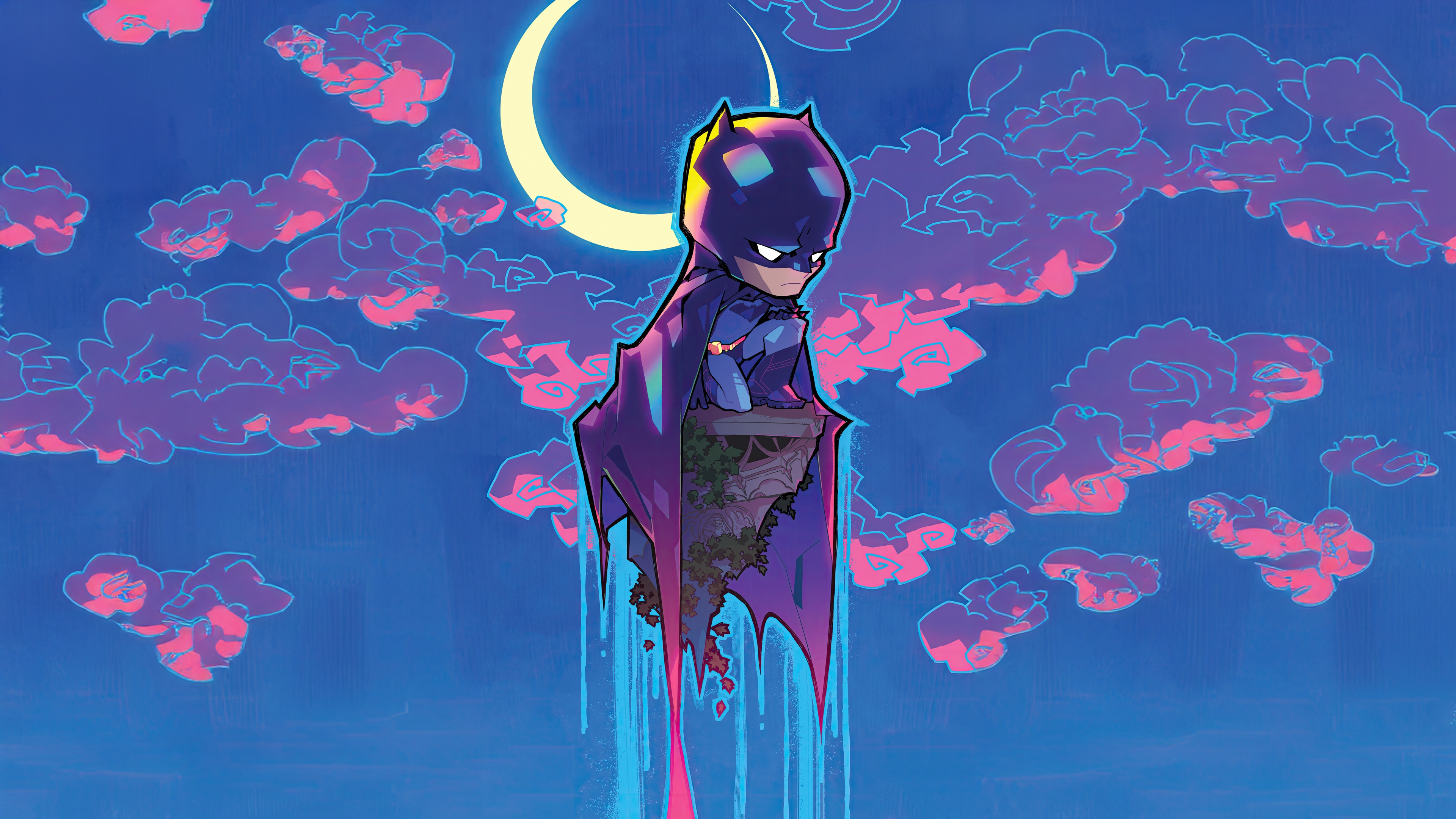 Little The Bat Sitting on a Floating Island HD Wallpaper
